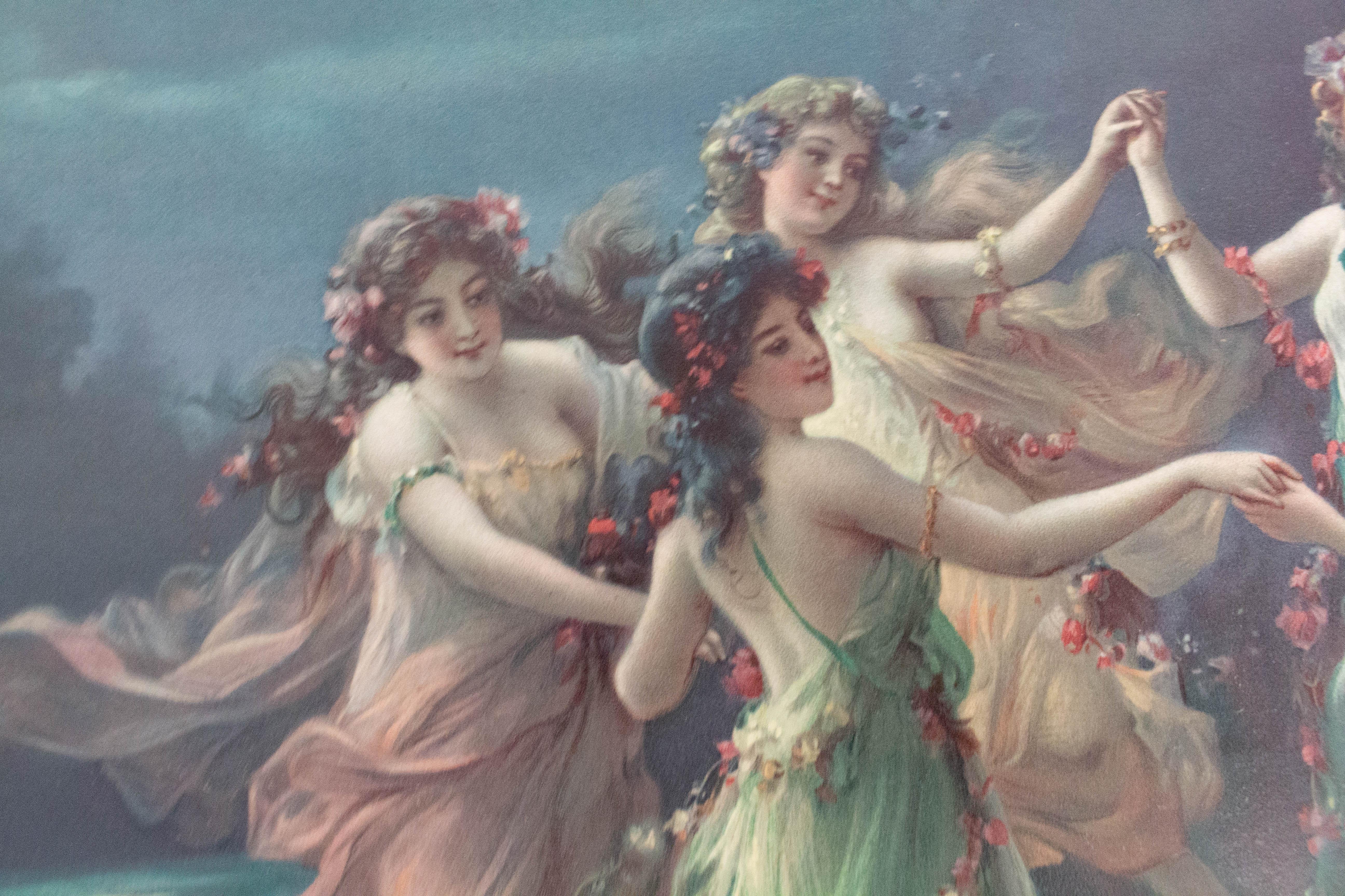 Chromo-Lithographie Fairies Dance von Zabateri, Ende 19. Jahrhundert (Napoleon III.)