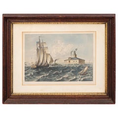 Chromo Lithograph of Boats at Sea