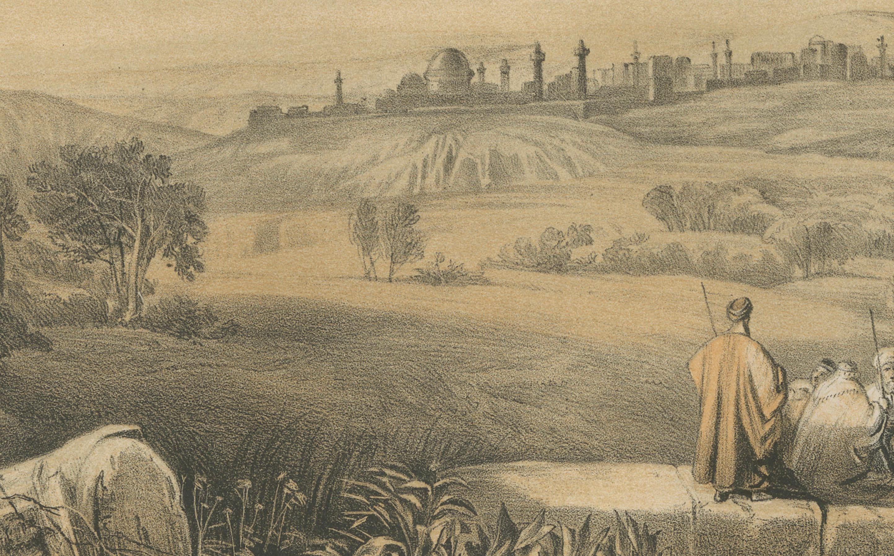 Cromolitografía de los alrededores de Jerusalén - Paisaje bíblico, ca.1862 en Bueno estado para la venta en Langweer, NL