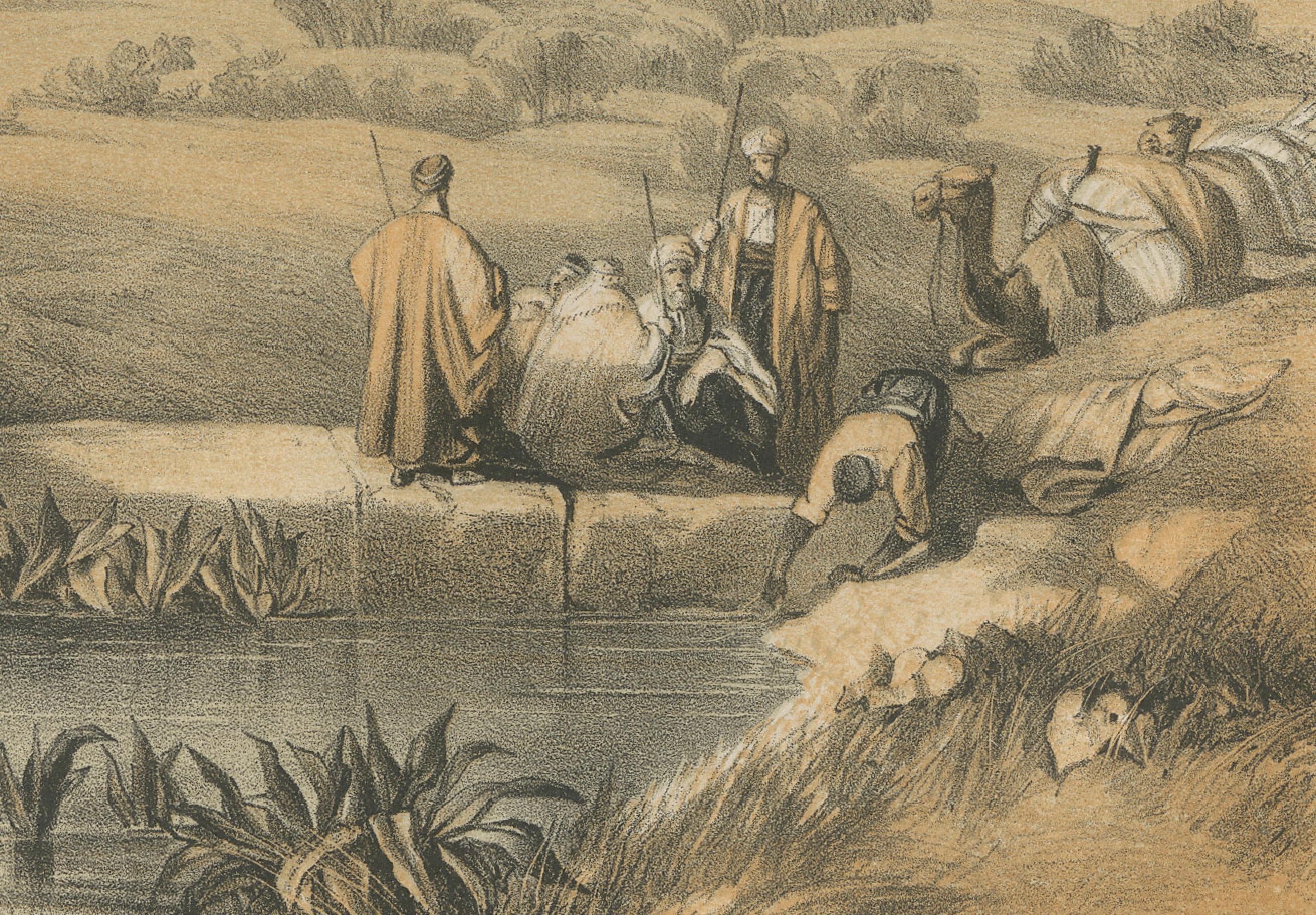 Cromolitografía de los alrededores de Jerusalén - Paisaje bíblico, ca.1862 Mediados del siglo XIX en venta