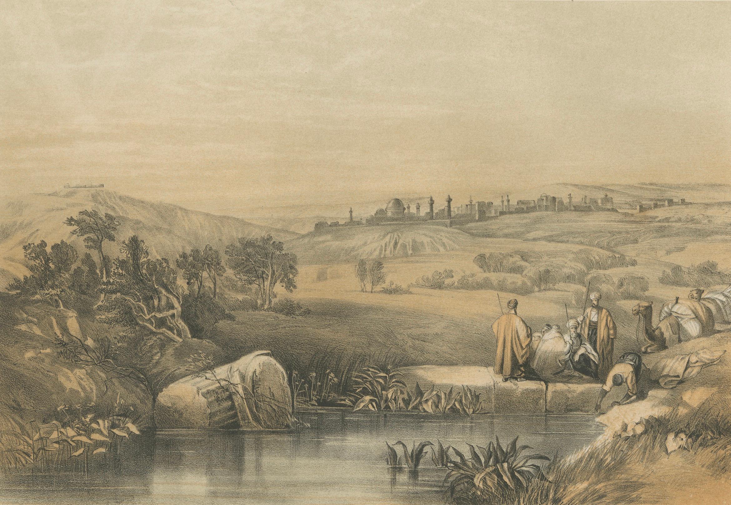 Cromolitografía de los alrededores de Jerusalén - Paisaje bíblico, ca.1862 Papel en venta