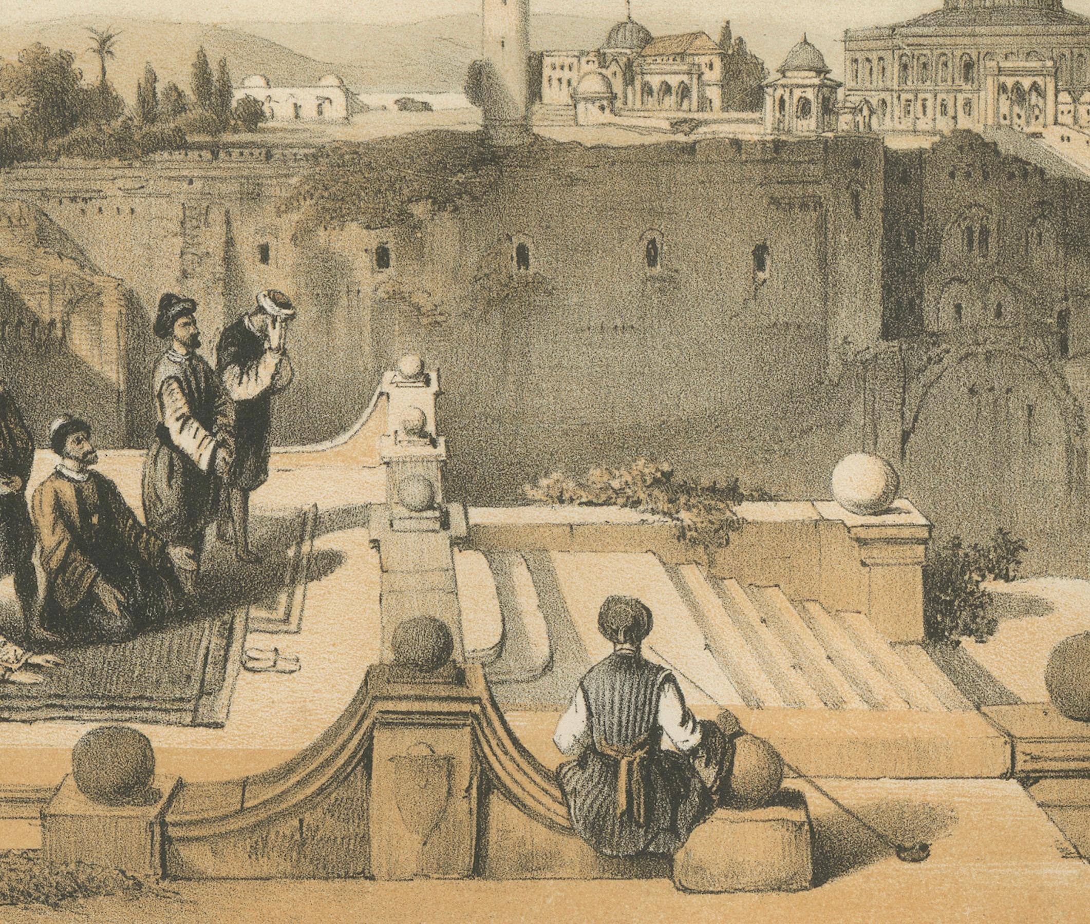 Chromolithograph of the Temple Mount in Jerusalem – Historical View of 1862 In Good Condition For Sale In Langweer, NL