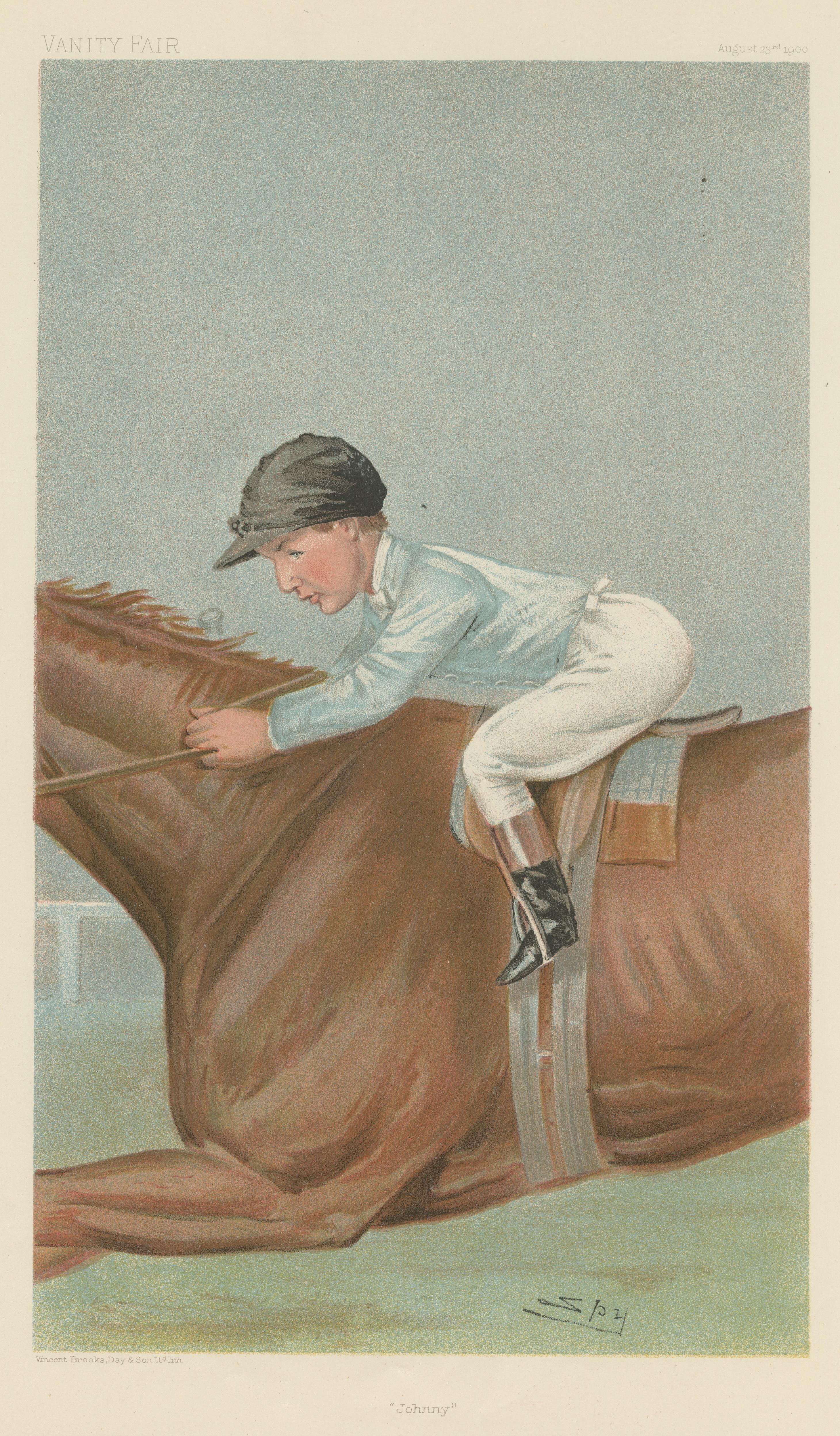 Chromolithograph Vanity Fair Caricature Jockey Print 'Johnny' In Good Condition For Sale In Langweer, NL
