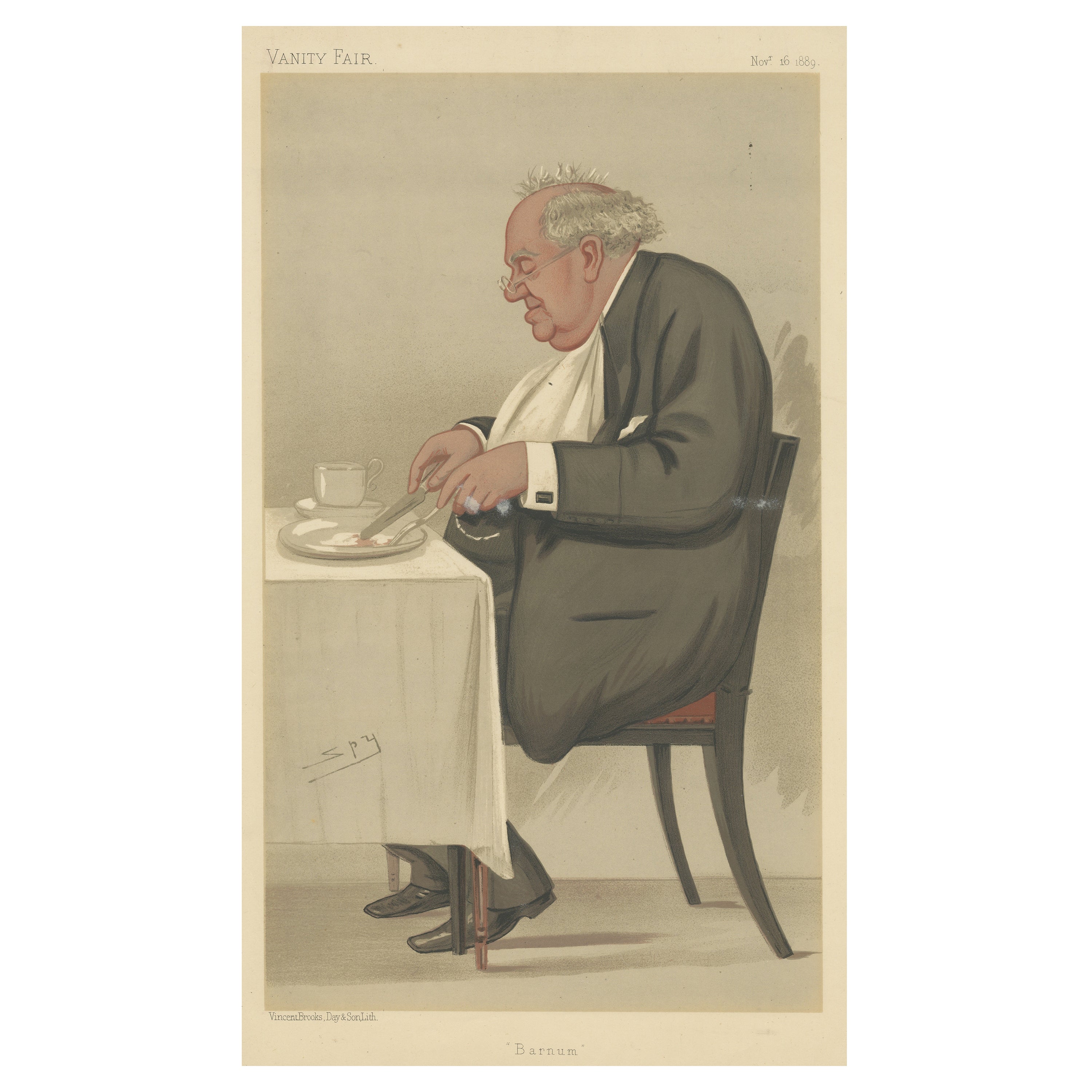 Chromolithograph-Schminktisch-Karikatur-Druck „Barnum“ im Angebot