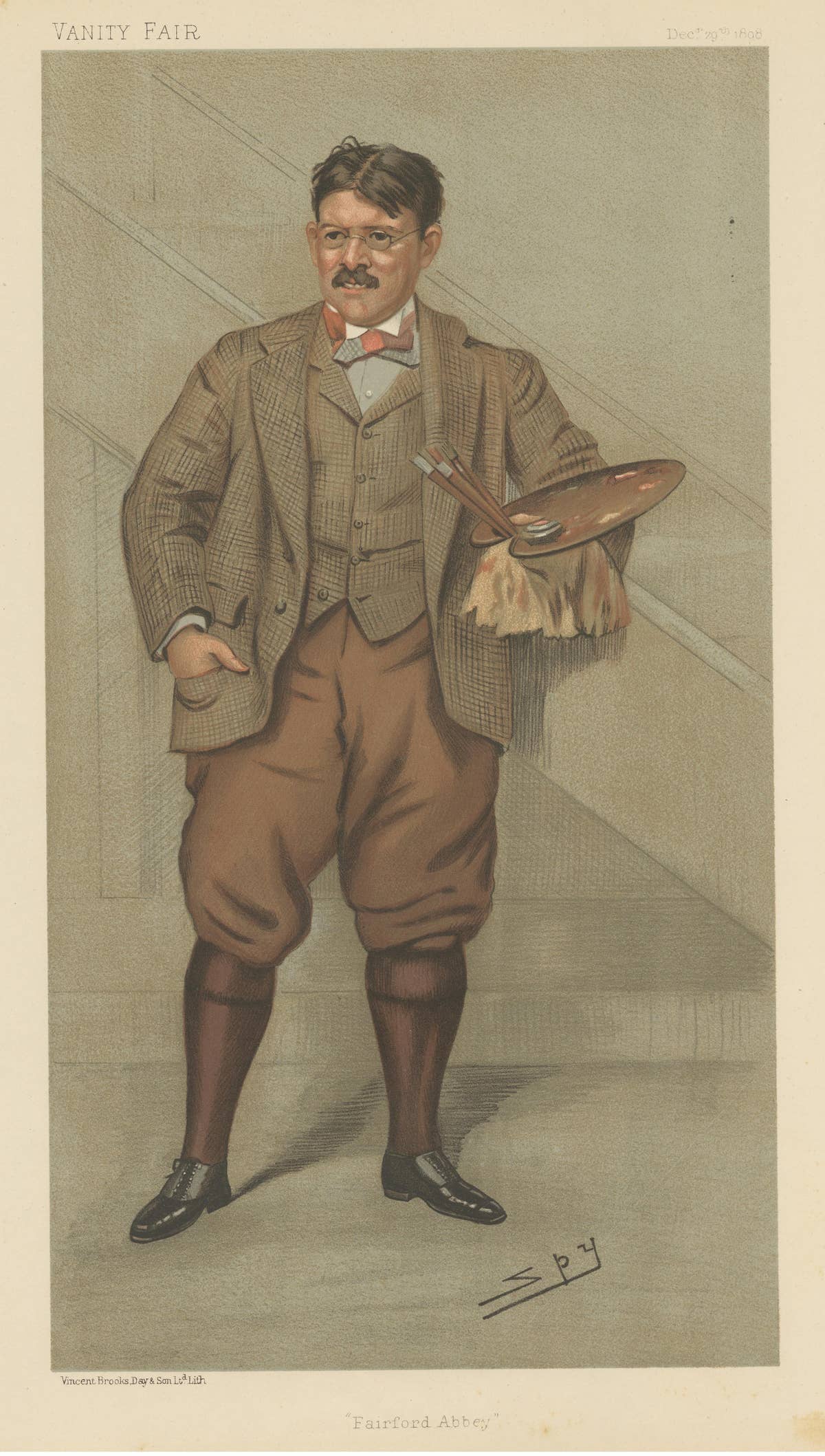 Chromolithograph Vanity Fair Caricature Print Fairford Abbey, 1898