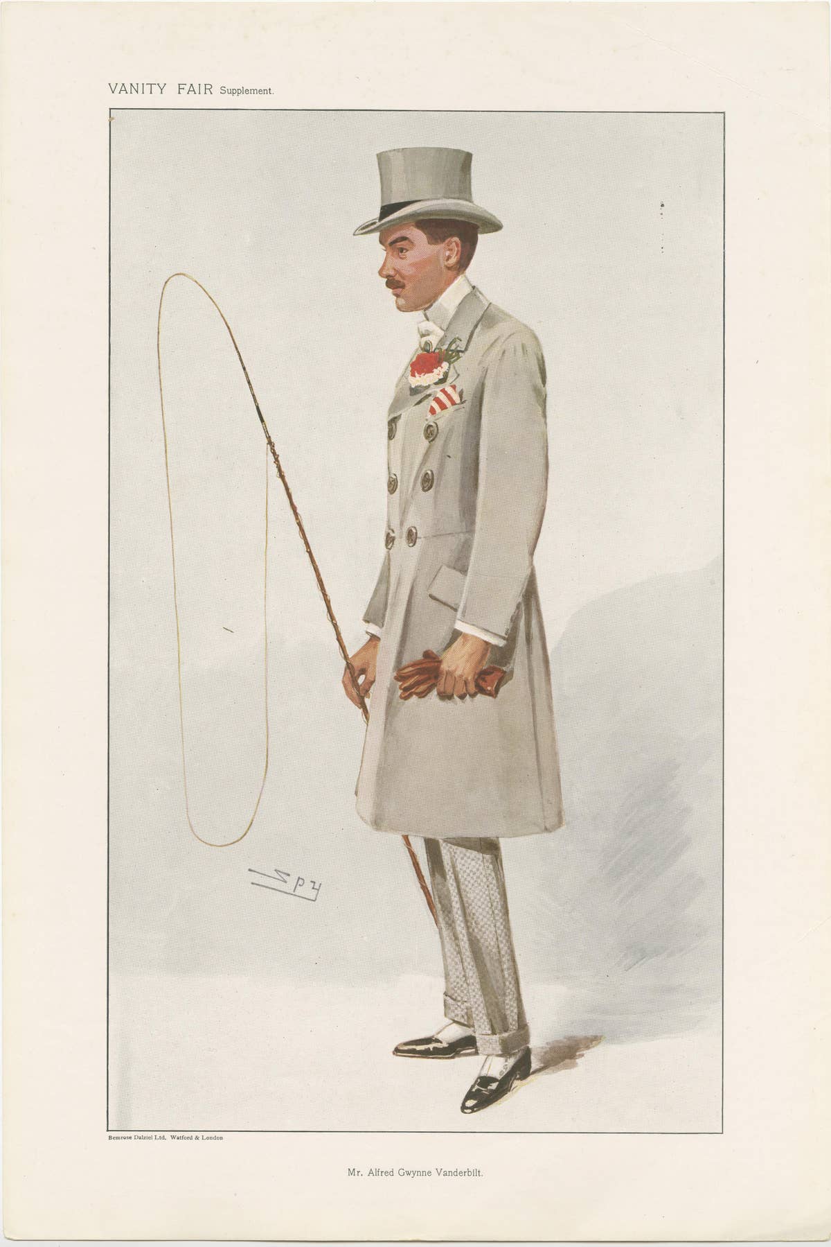 Chromolithograph Vanity Fair Caricature Print 'Mr. Alfred Gwynne Vanderbilt'