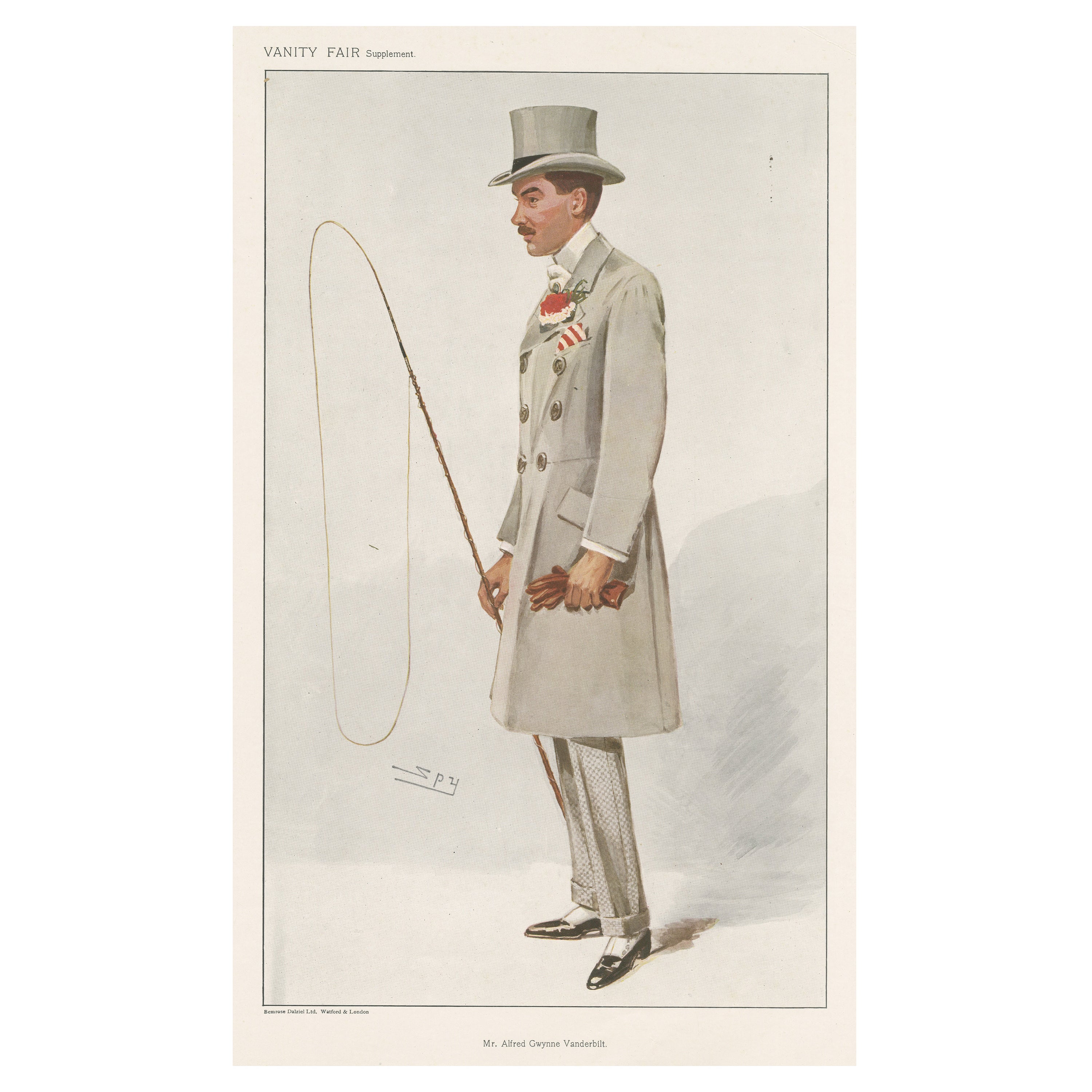 Chromolithograph-Schminktisch-Karikatur-Druck ''Mr. Alfred Gwynne Vanderbilt''