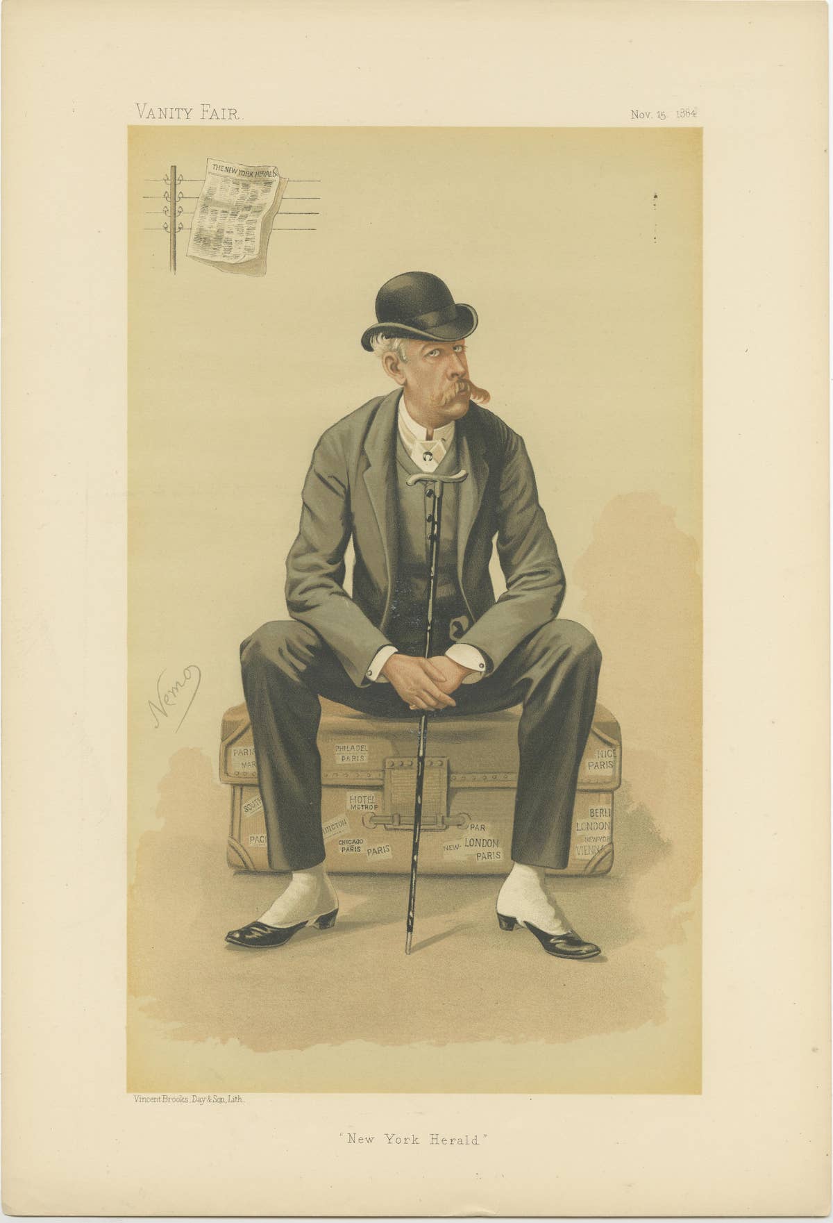 Chromolithograph Vanity Fair Caricature Print 'New York Herald'