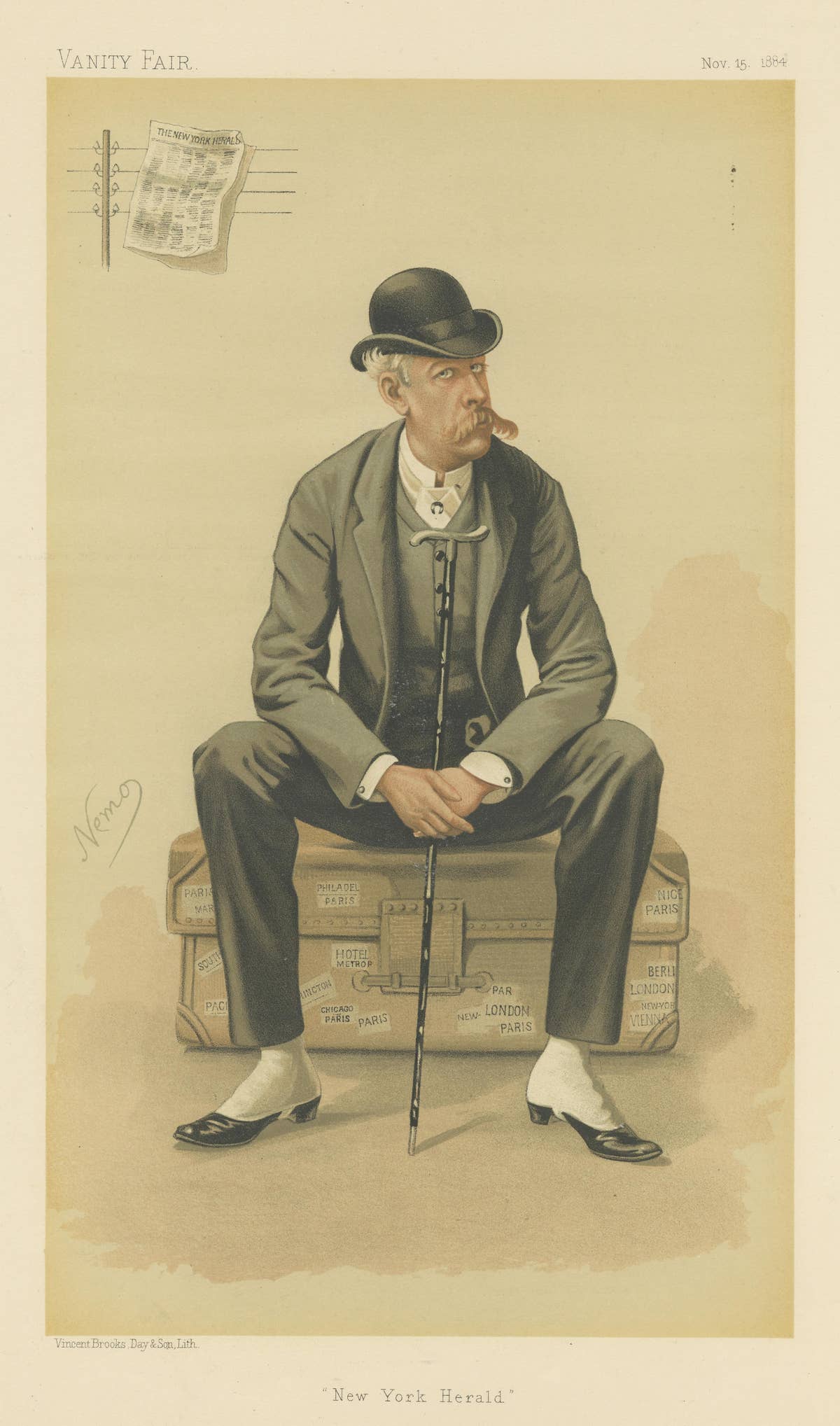 Chromolithograph Vanity Fair Caricature Print 'New York Herald'