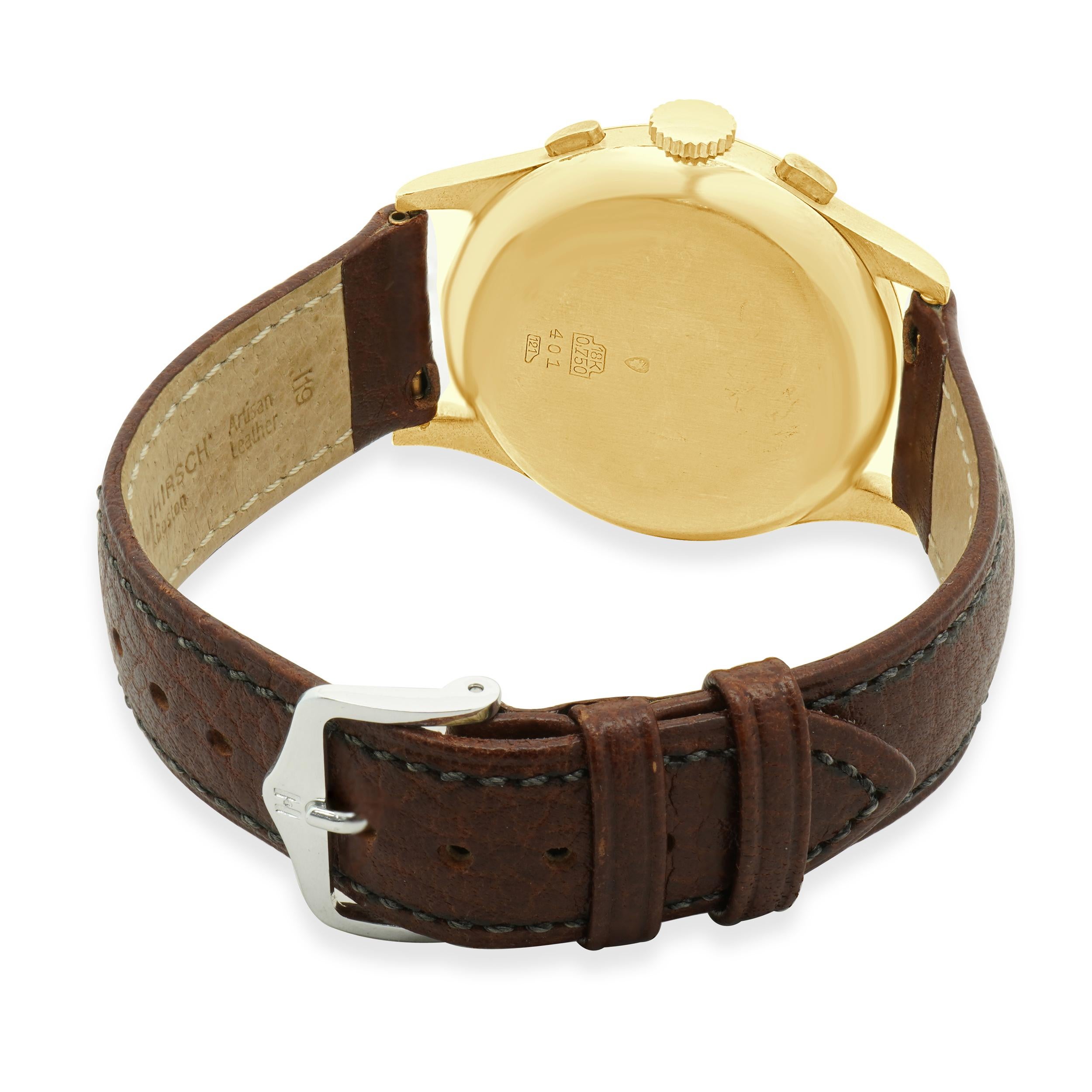 Chronograph Suisse 18K Rose Gold Antimagnetic 37.5mm In Excellent Condition For Sale In Scottsdale, AZ