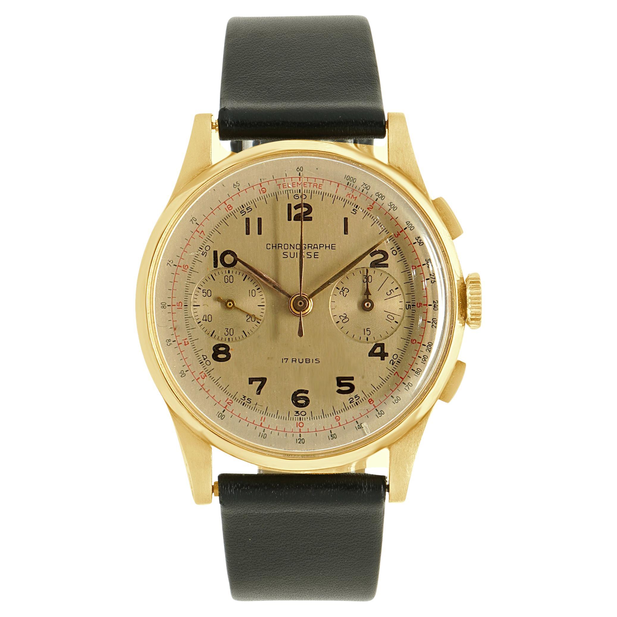 Chronograph Suisse 18K Rose Gold Antimagnetic 37mm