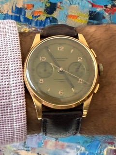 Montre chronographe suisse en or rose 18 carats à deux compteurs, antimagnétique