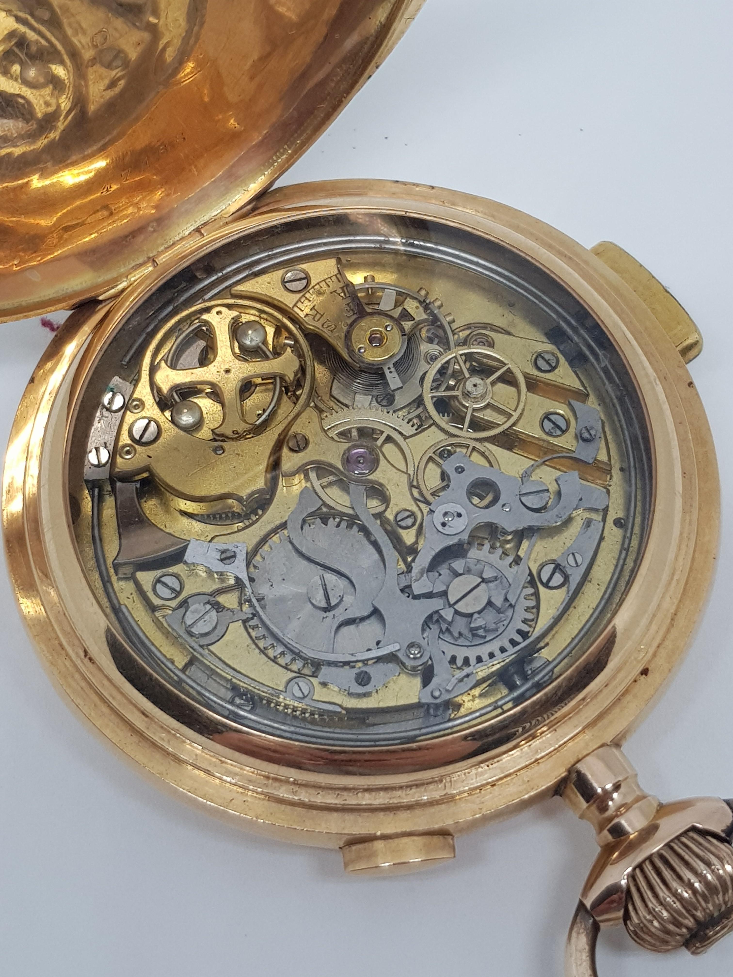 Chronographe Repetition a Quartz Silencieus Rocail Musical Gold Pocket Watch 10