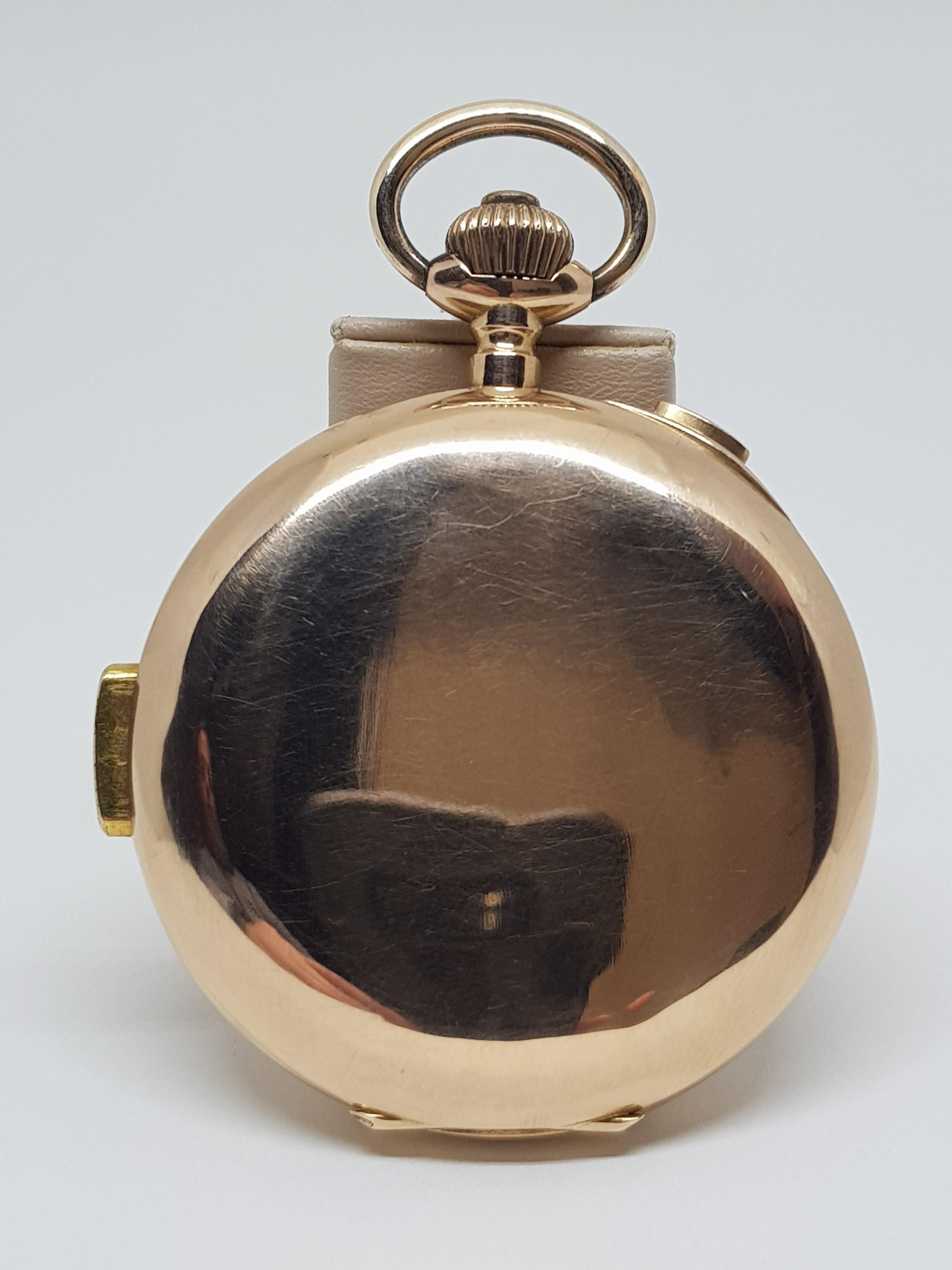 Chronographe Repetition a Quartz Silencieus Rocail Musical Gold Pocket Watch In Good Condition In Antwerp, BE