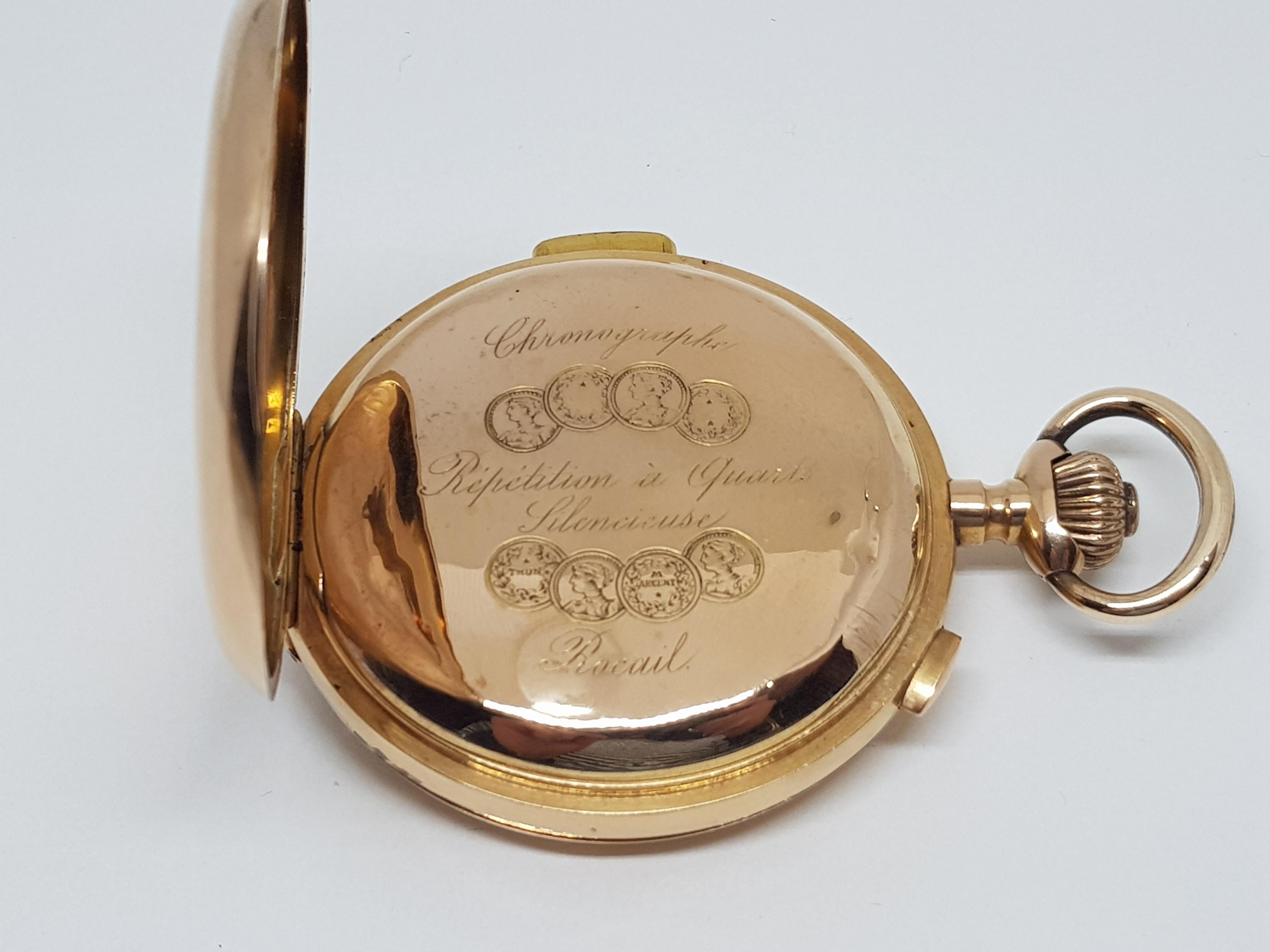Men's Chronographe Repetition a Quartz Silencieus Rocail Musical Gold Pocket Watch