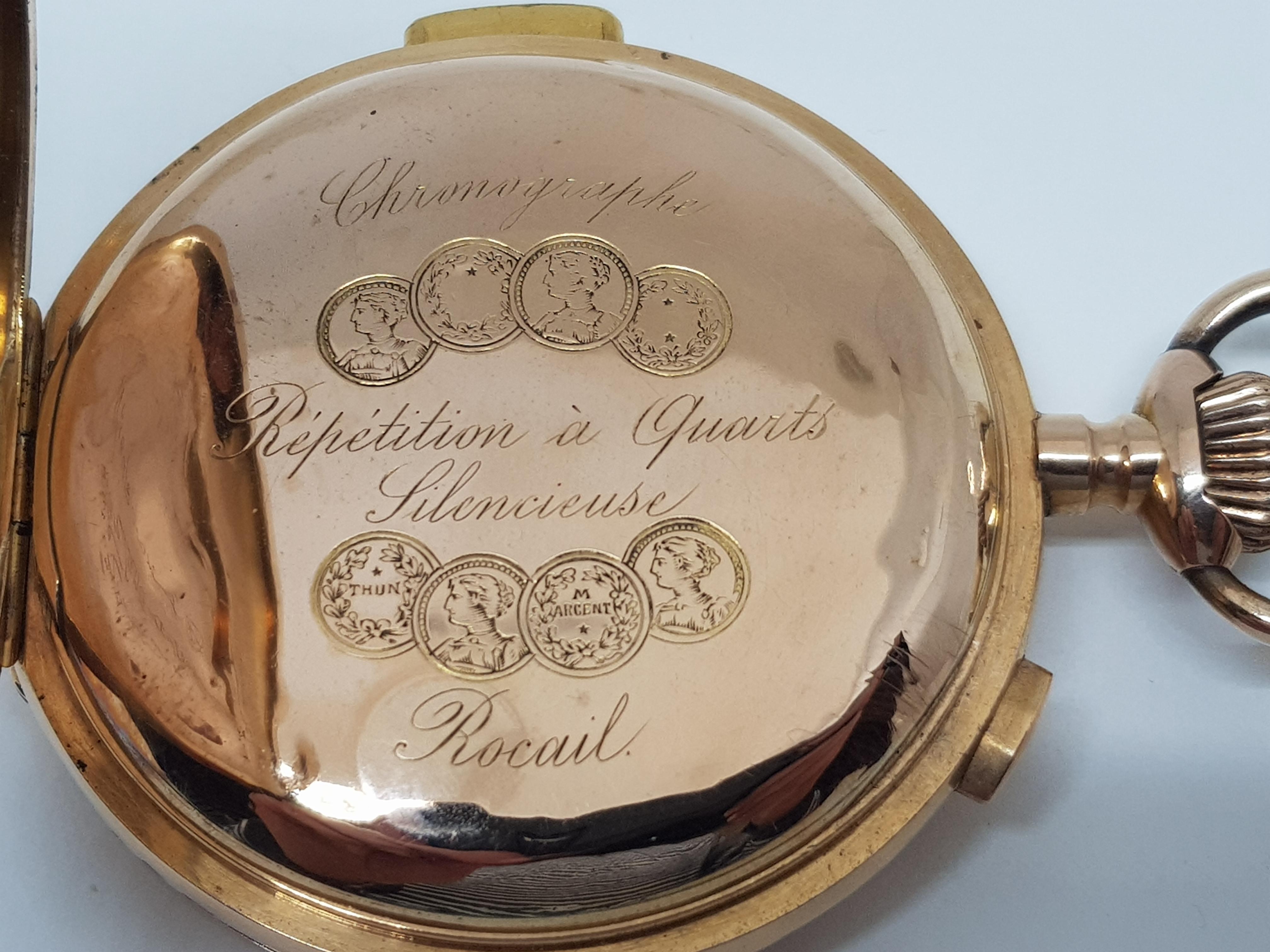 Chronographe Repetition a Quartz Silencieus Rocail Musical Gold Pocket Watch 1