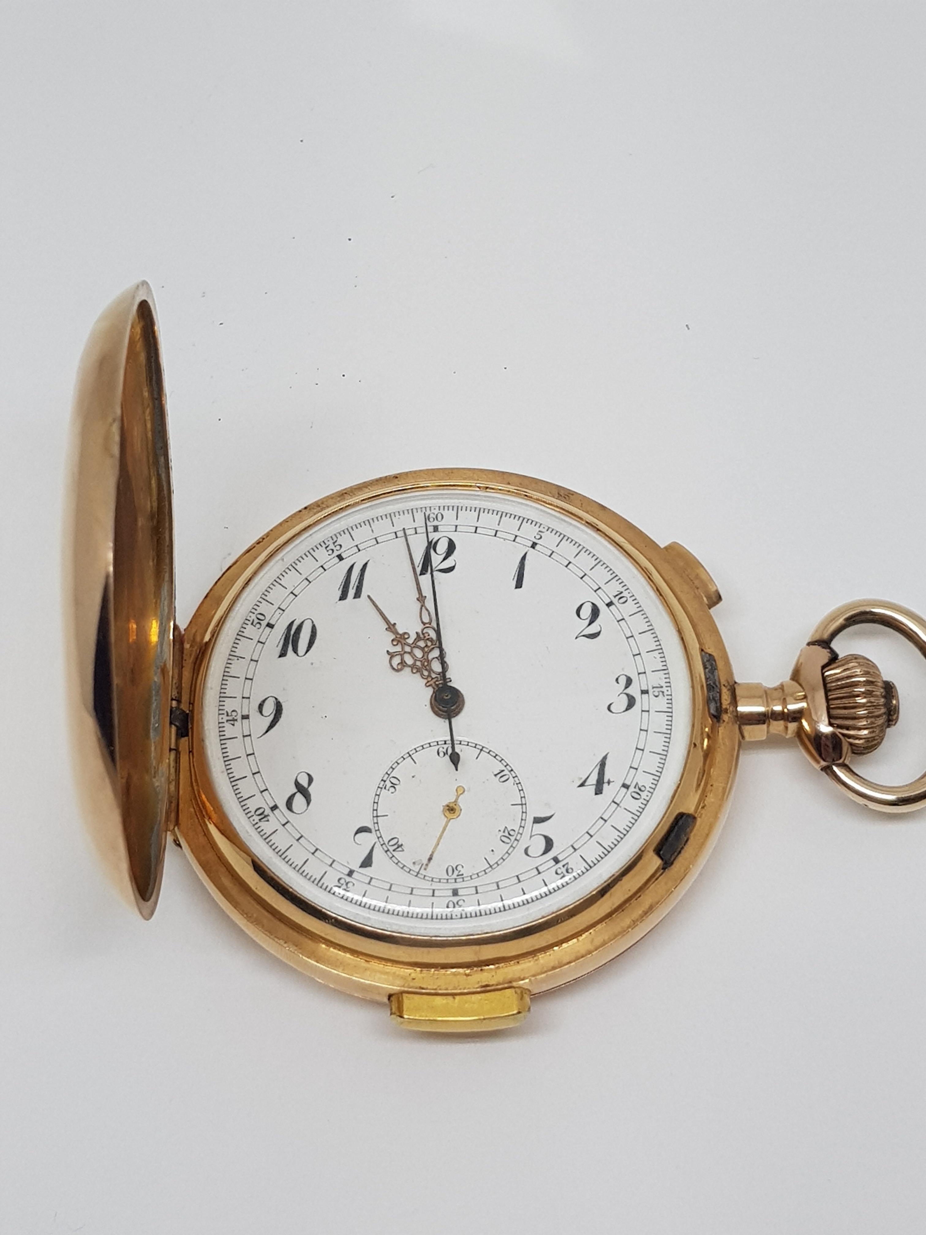 Chronographe Repetition a Quartz Silencieus Rocail Musical Gold Pocket Watch 4