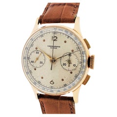 Chronographe Swisse Retro Chronograph, Made in 18k Rose Gold, circa 1950s