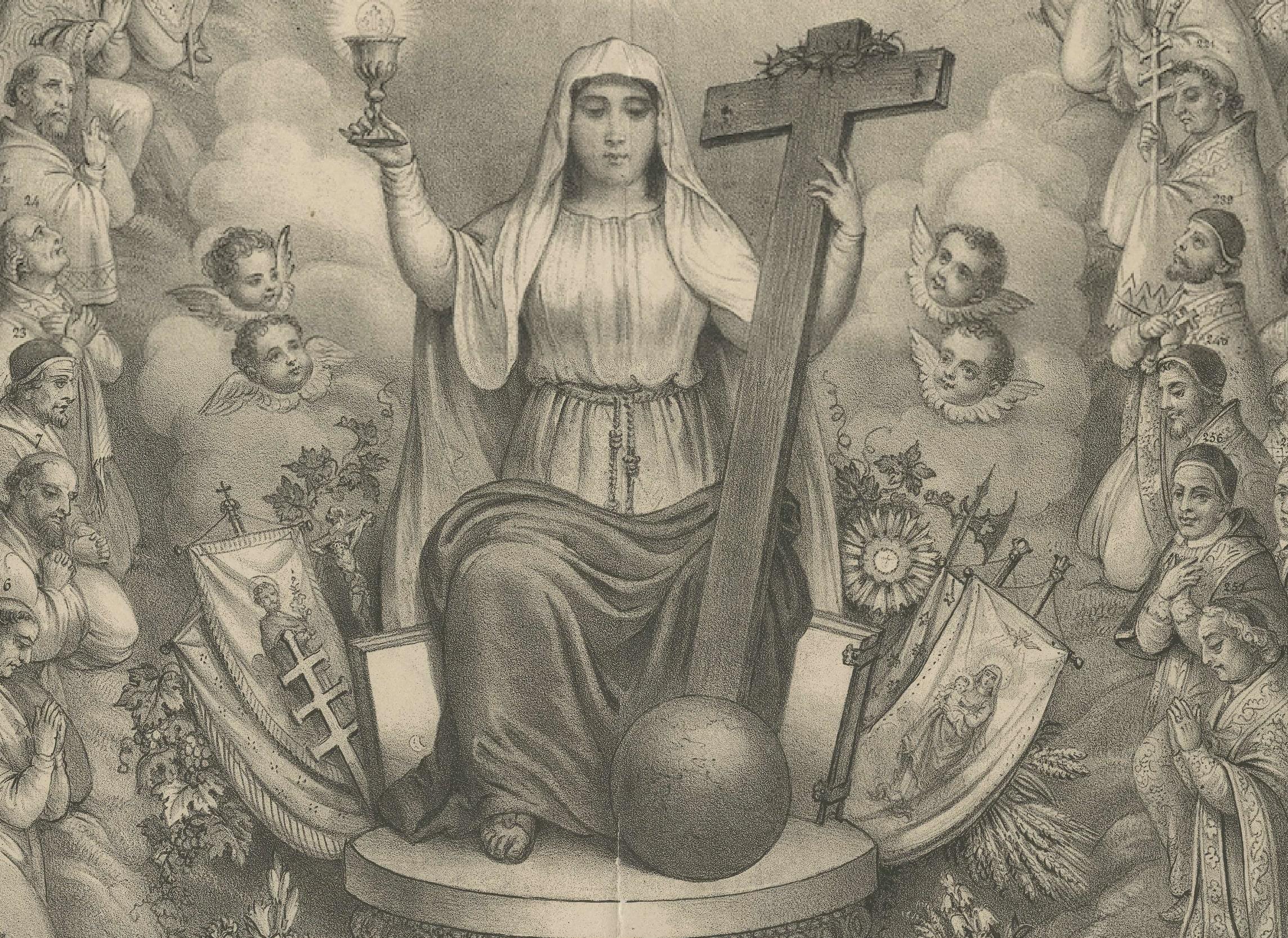 Chronologische Tabelle der Päpste in der Kirchengeschichte, um 1880 im Zustand „Relativ gut“ im Angebot in Langweer, NL