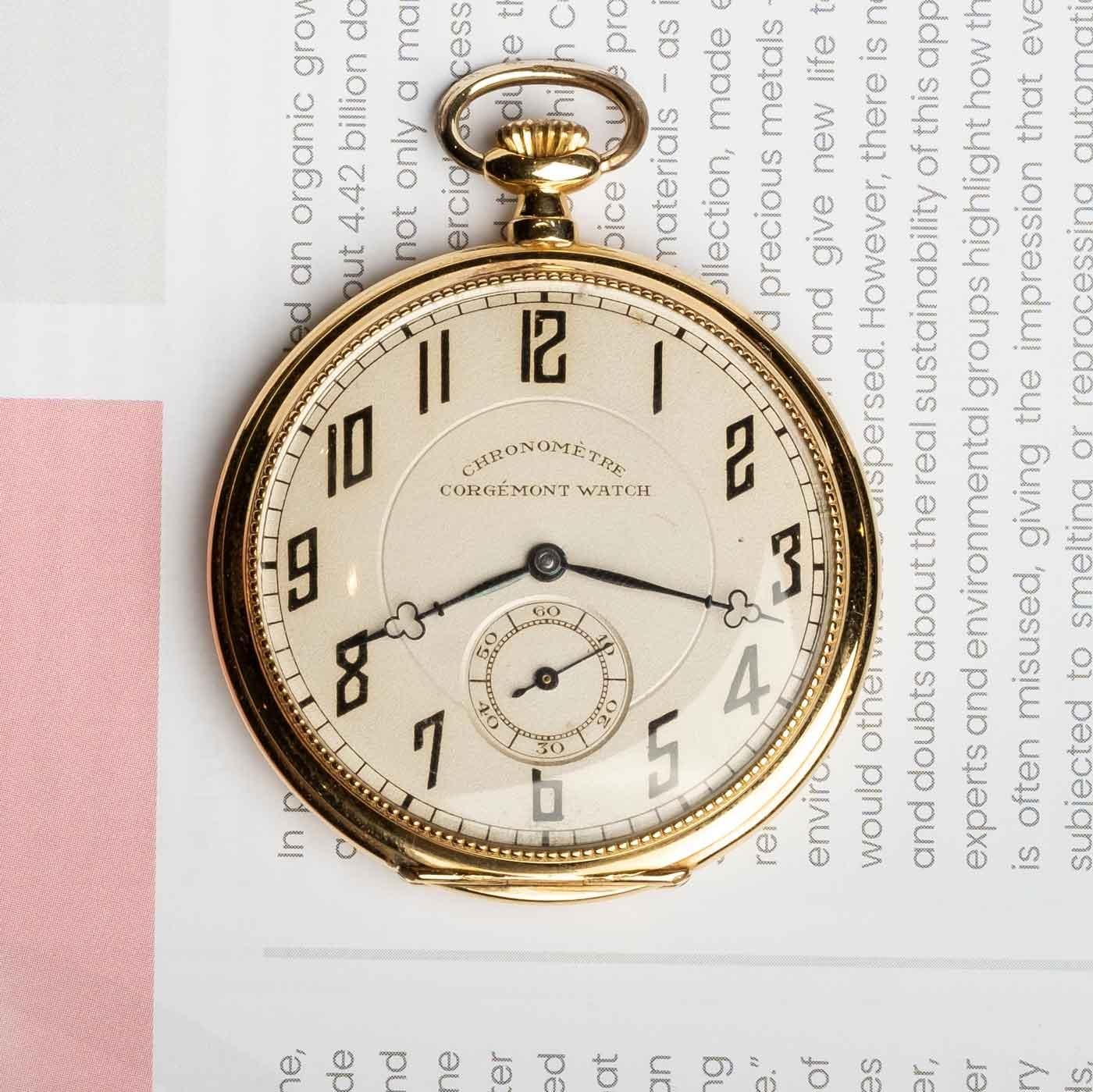 Chronomètre Corgemont Montre de poche en or 18ct - Début du 20e siècle Bon état - En vente à Milano, MI