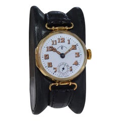 Chronometre Election 18Kt. Solid Gold Campaign Style Watch, Circa 1920's