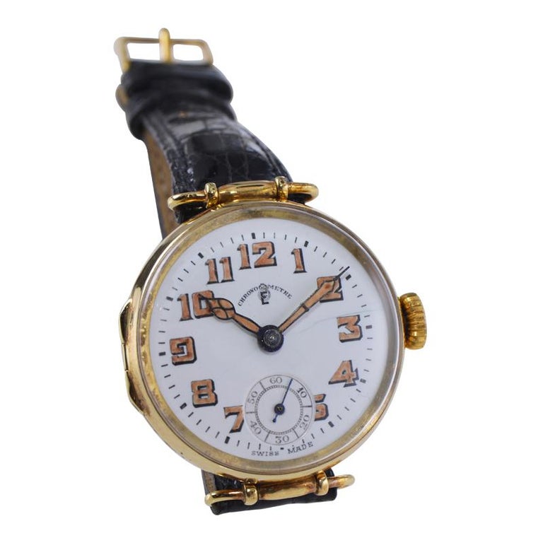 Chronometre Election 18Kt. Solid Gold Campaign Style Watch, Circa 1920's  For Sale at 1stDibs | artisan watch movement dated from 1920, election  watch company, 1920s style watch