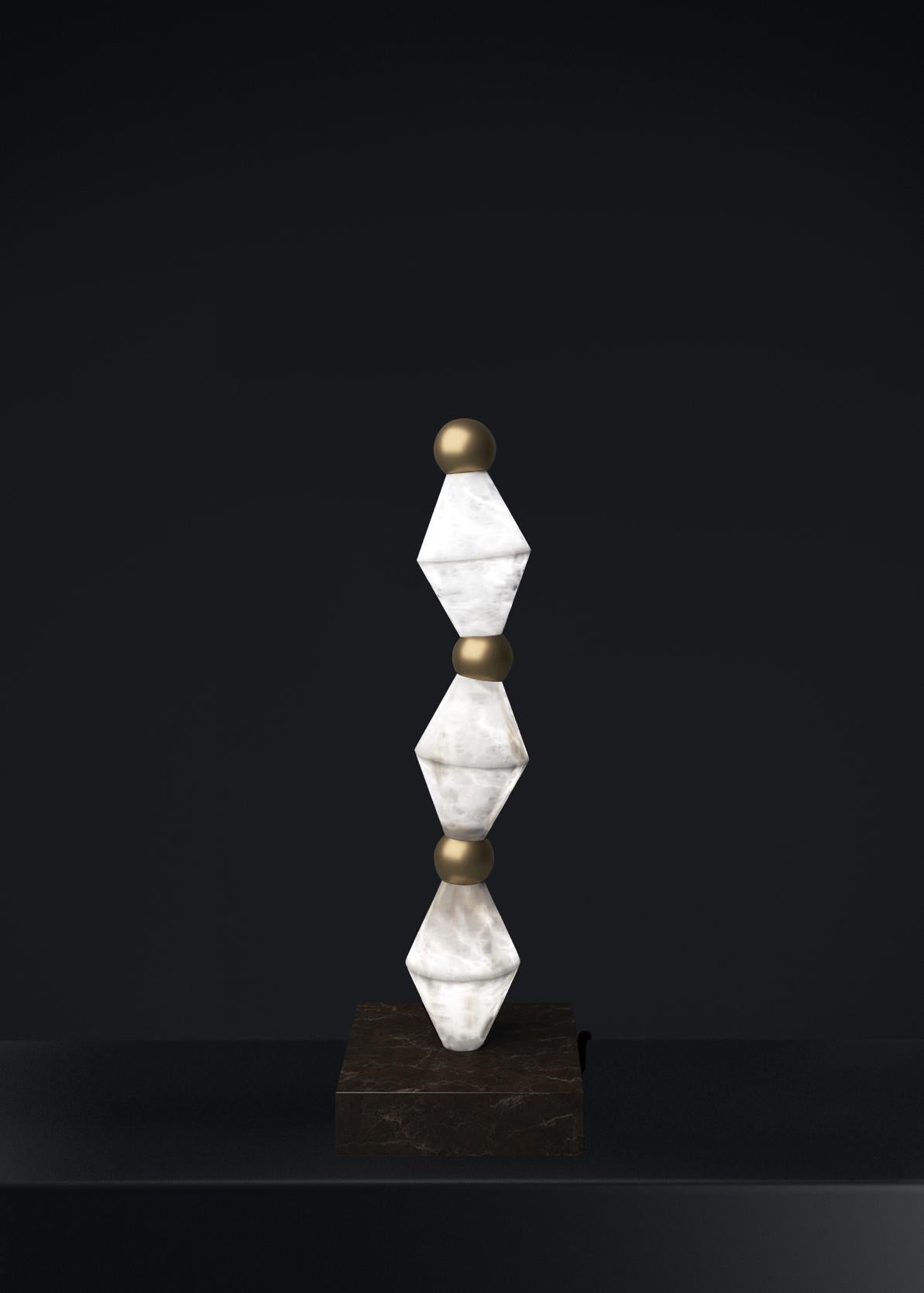 Chronos Bronze Table Lamp by Alabastro Italiano
Dimensions: D 15 x W 15 x H 71,5 cm.
Materials: White alabaster, marble and bronze.

Available in different finishes: Shiny Silver, Bronze, Brushed Brass, Ruggine of Florence, Brushed Burnished, Shiny