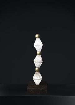 Chronos Brushed Brass Table Lamp by Alabastro Italiano