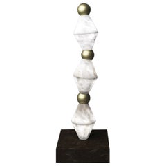 Lámpara de mesa Chronos de latón cepillado by Alabastro Italiano