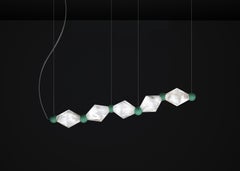 Lampada a sospensione in metallo verde Chronos Freedom di Alabastro Italiano
