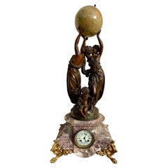 Chronos & Gaïa - Samac Clock Signed Petit, 19th century