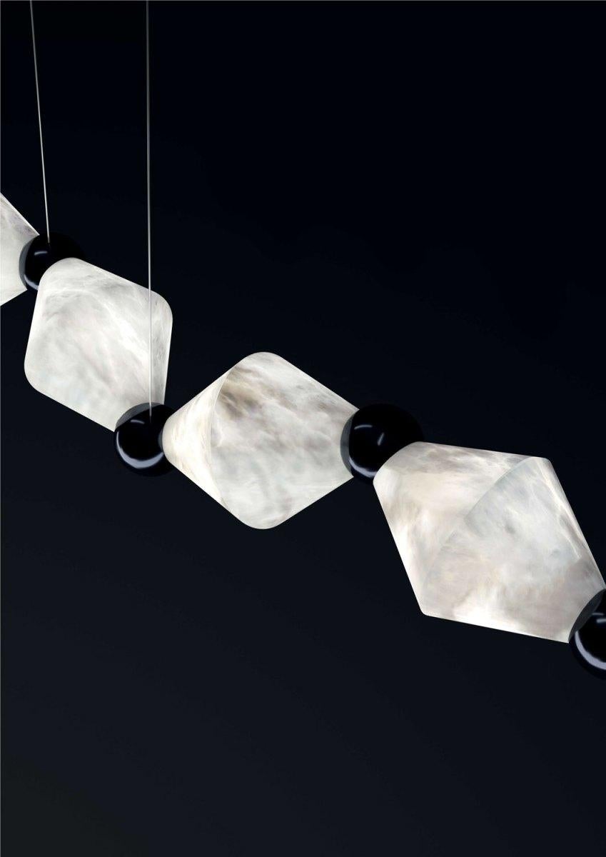 Other Chronos Shiny Black Metal Pendant Lamp by Alabastro Italiano For Sale