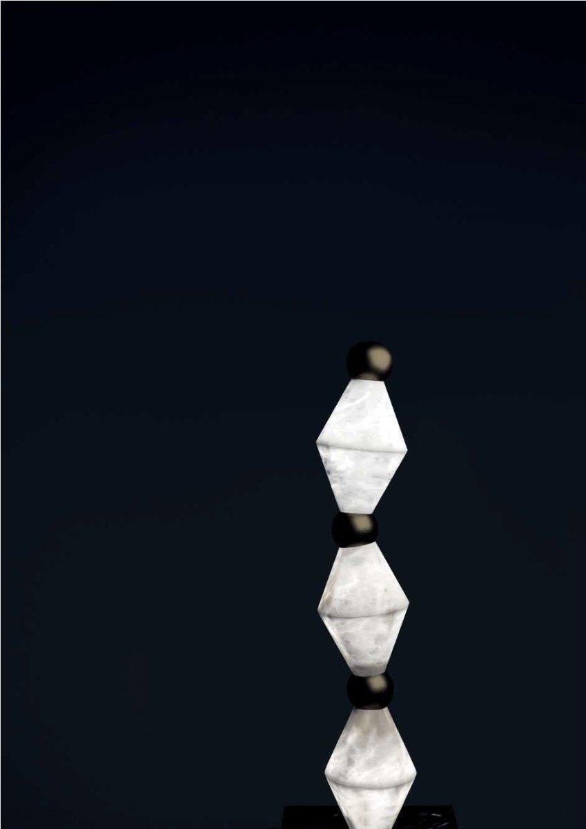 Chronos Glänzende schwarze Tischlampe von Alabastro Italiano (Sonstiges) im Angebot