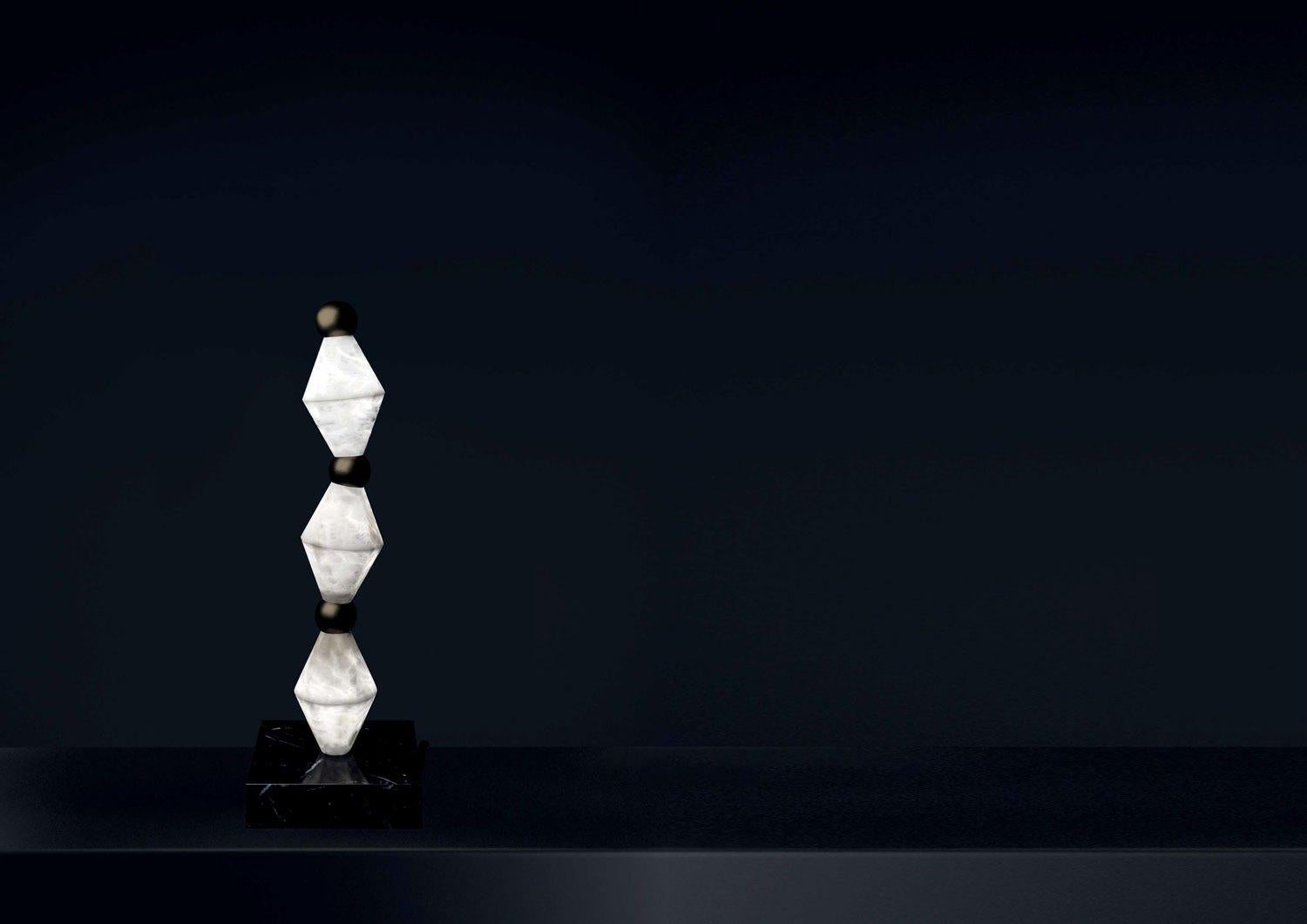 Contemporary Chronos Shiny Black Table Lamp by Alabastro Italiano For Sale