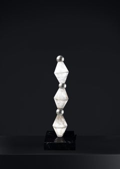 Chronos Shiny Silver Table Lamp by Alabastro Italiano
