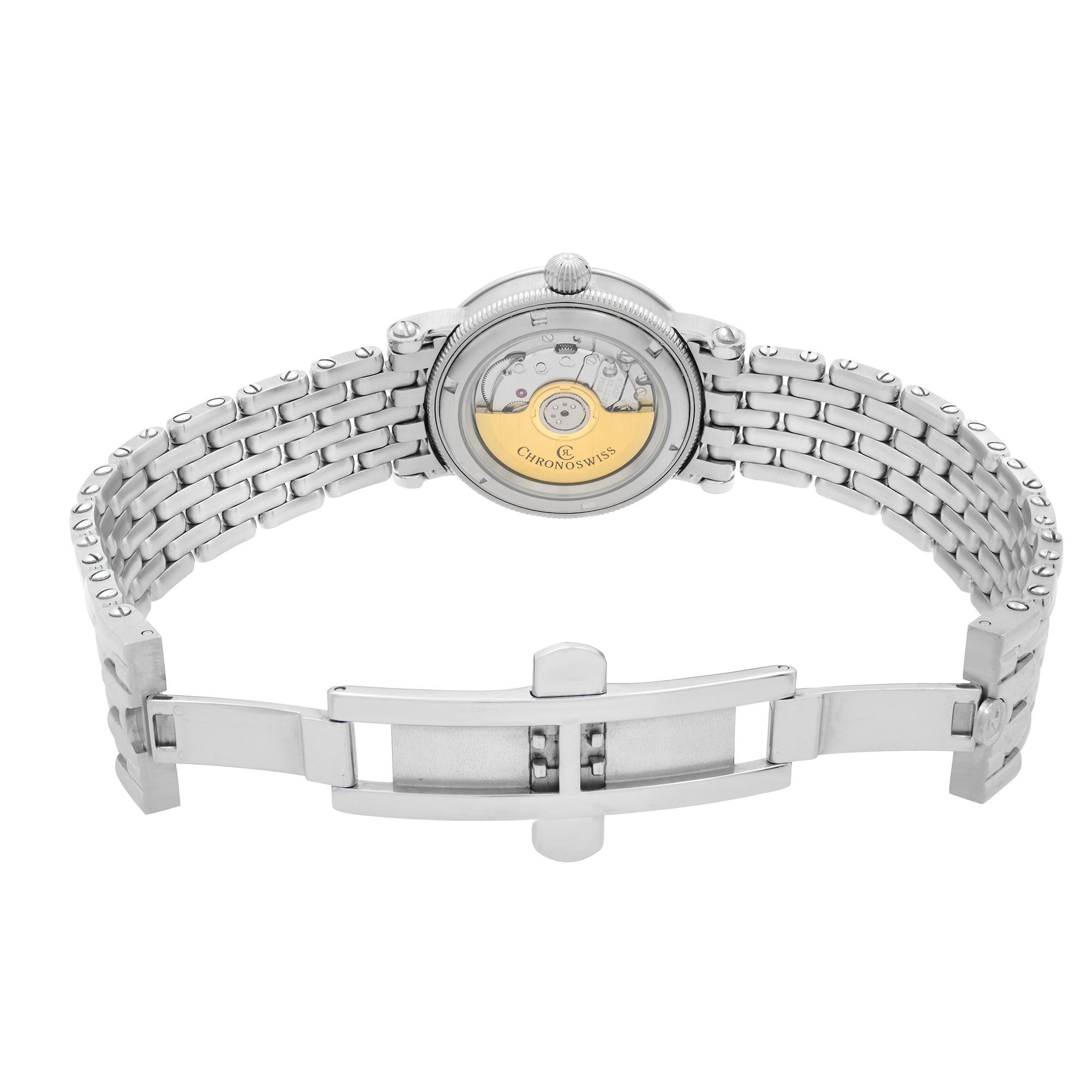 Chronoswiss Kairos Stahl Diamant Silber Zifferblatt Automatik Damenuhr CH2023D 3