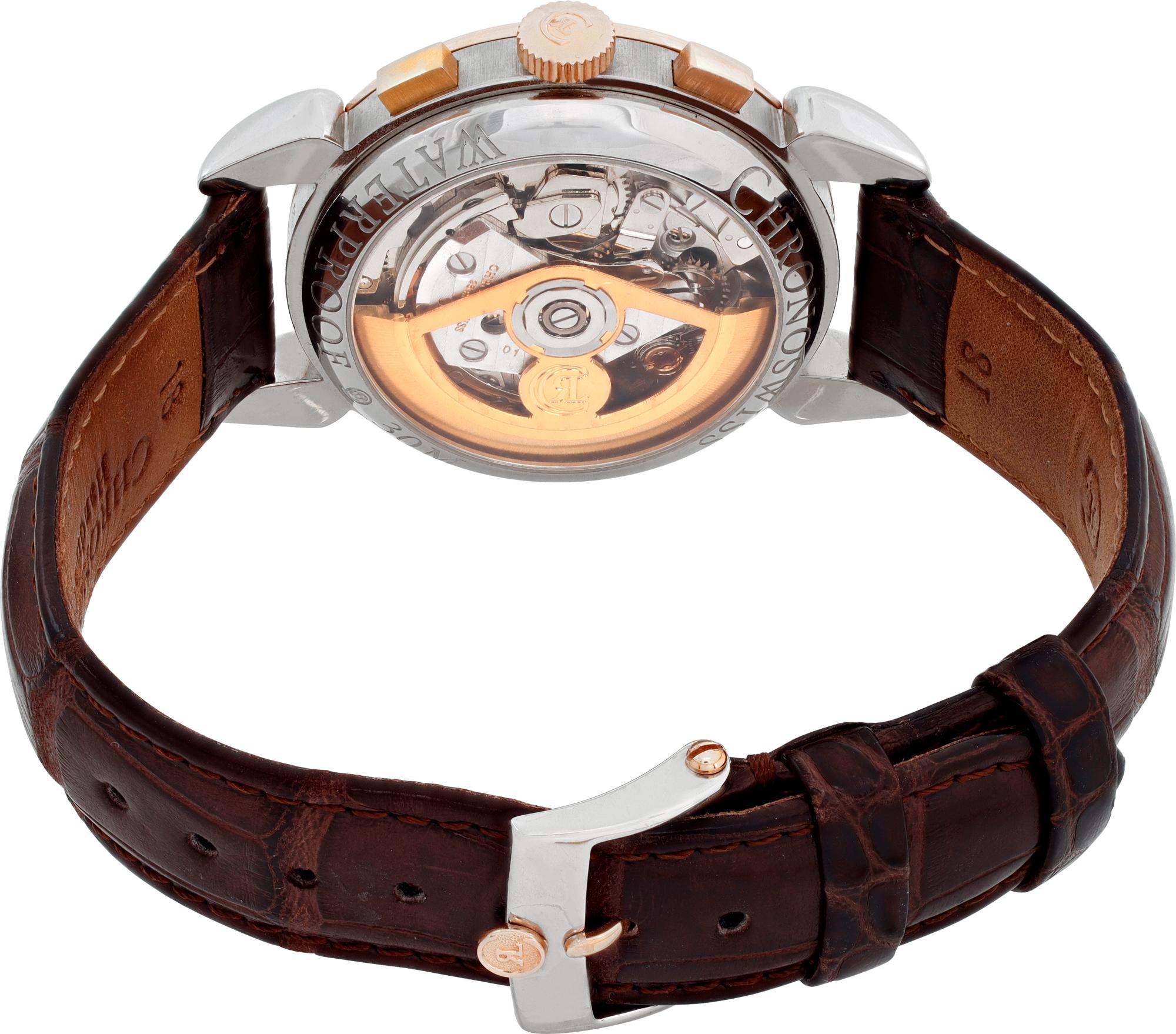 Men's Chronoswiss Klassik Chronograph Steel & Gold Automatic Wristwatch Ref CH7402R For Sale