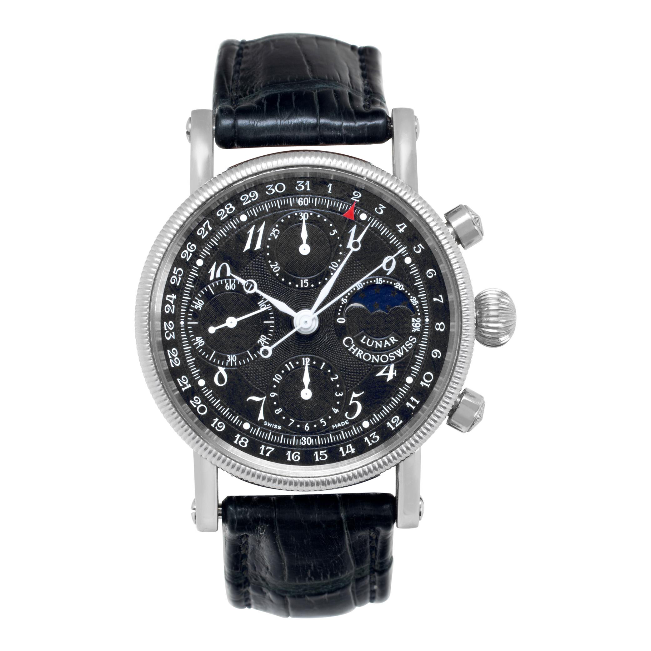 Chronoswiss Lunar Chronograph stainless steel Automatic Wristwatch Ref CH7523