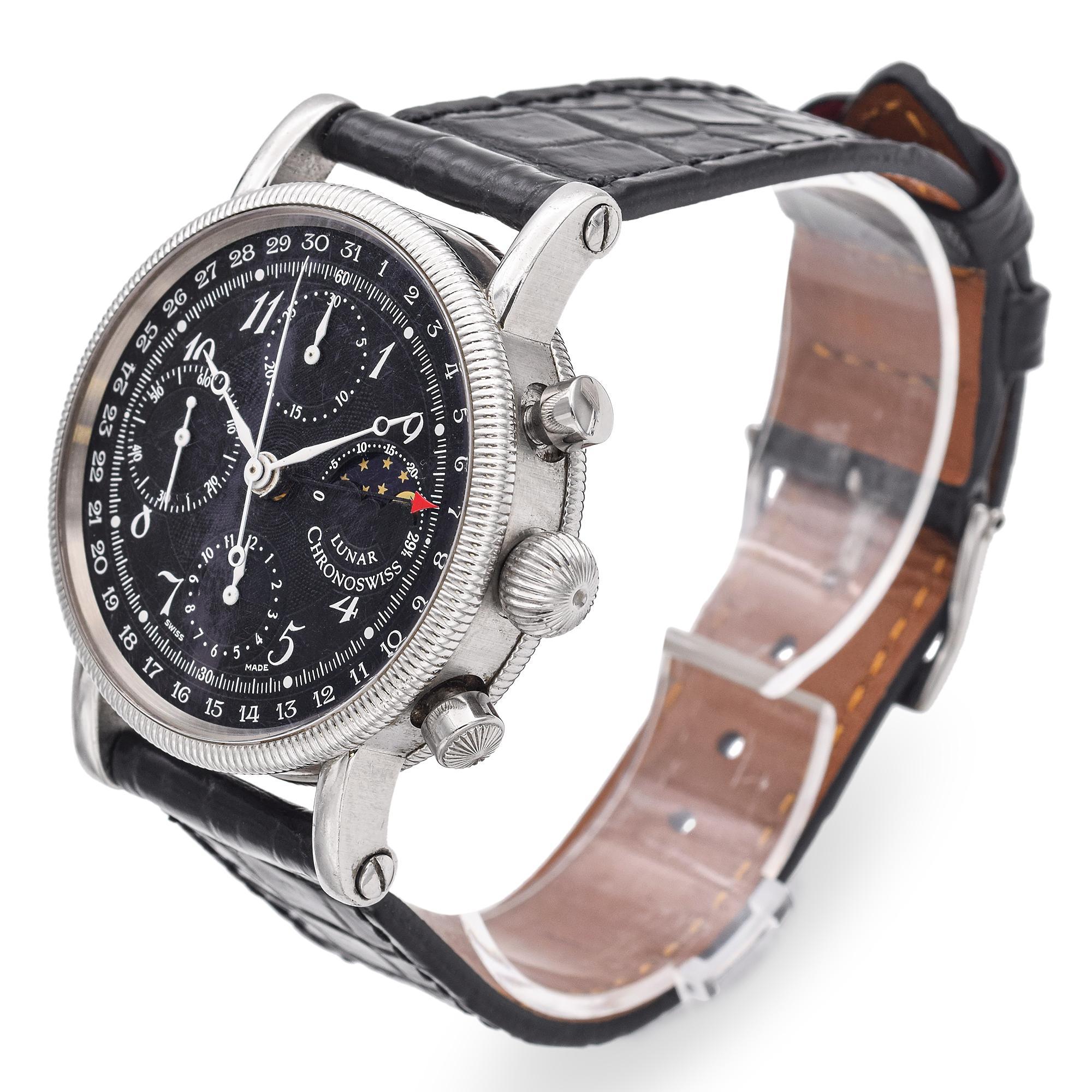 Men's Chronoswiss Lunar Stainless Steel 38mm Automatic Men’s Watch CH7523 For Sale