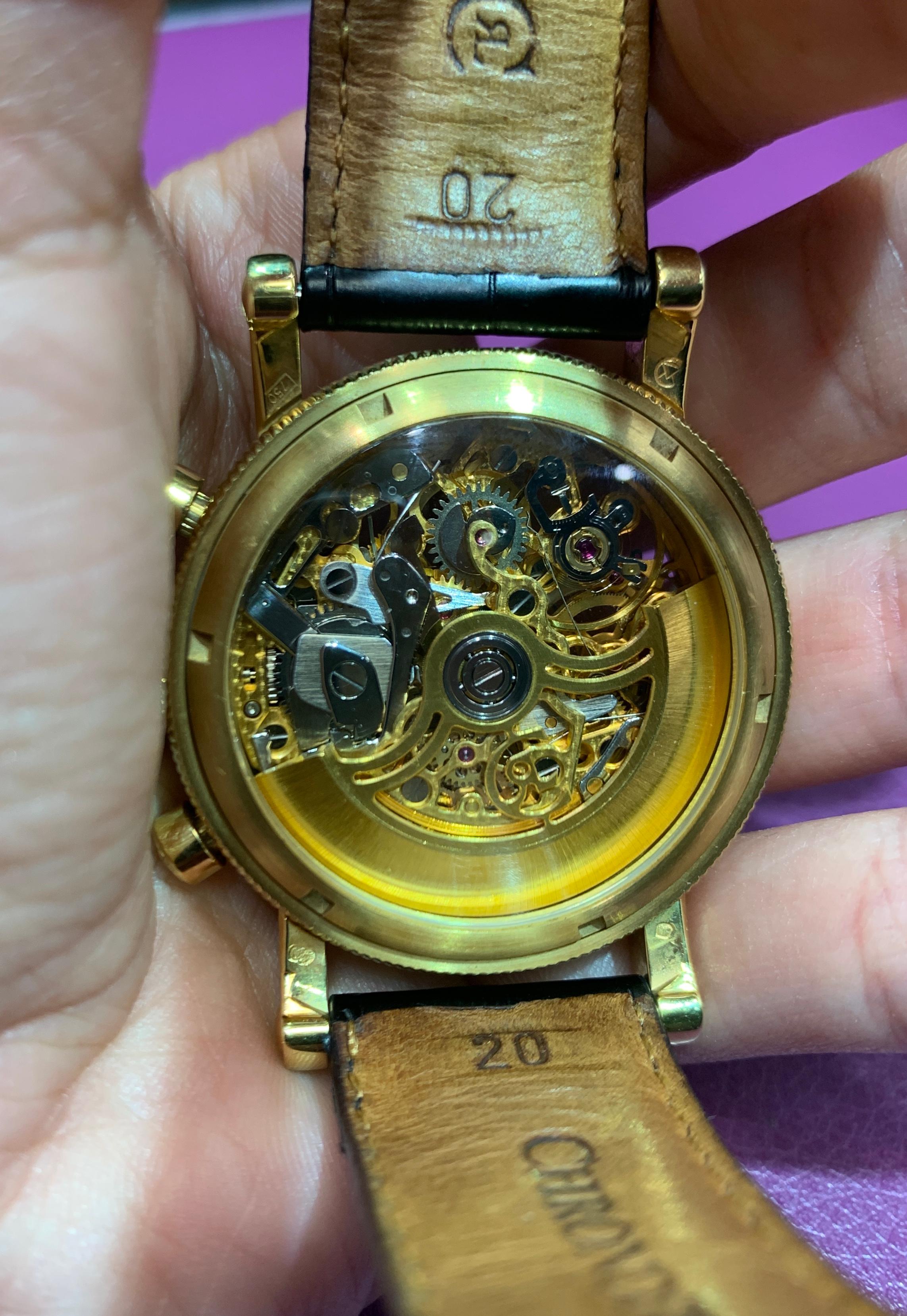 Chronoswiss Opus, montre chronographe squelette en or jaune Excellent état - En vente à New York, NY
