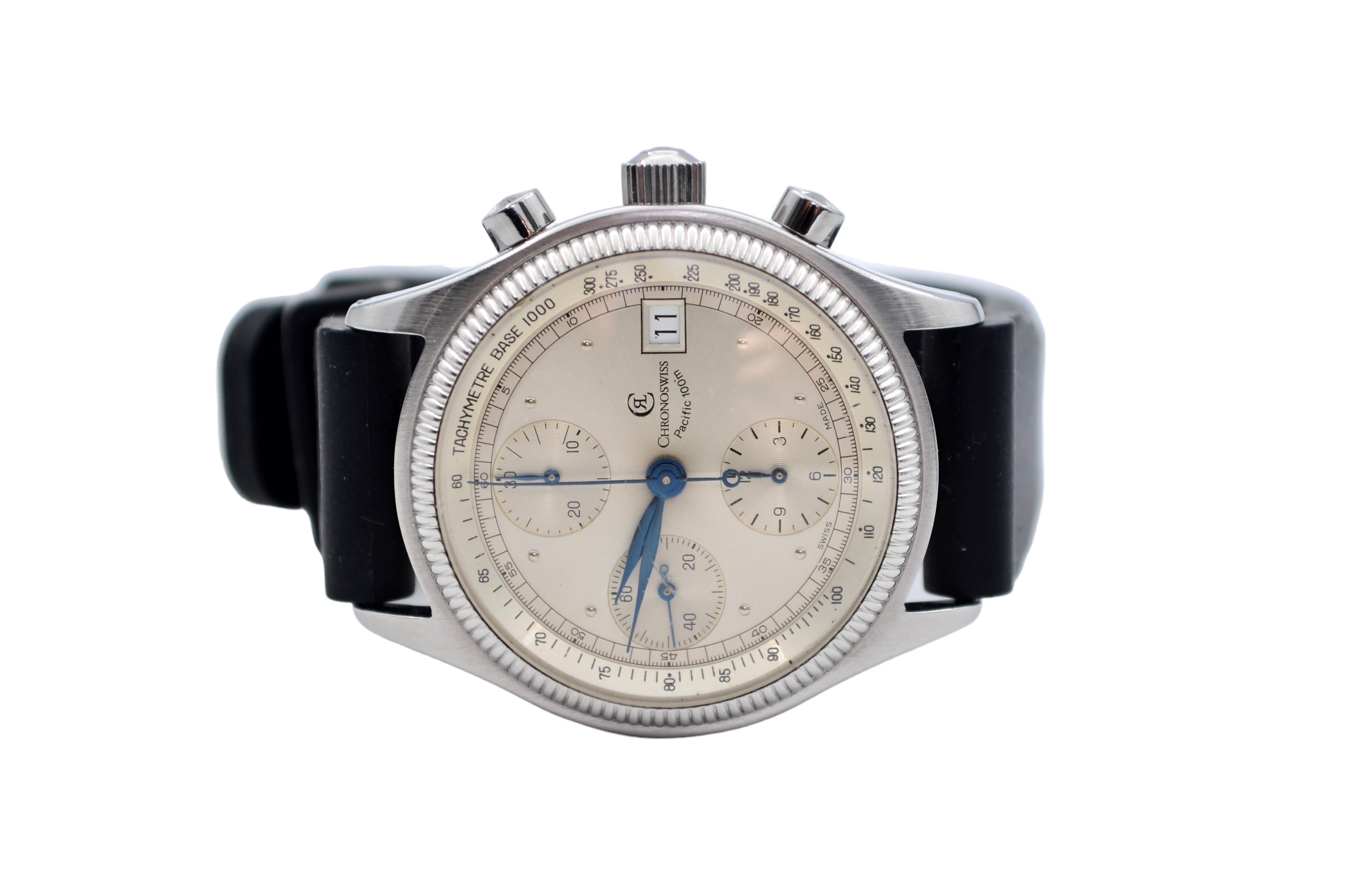 Chronoswiss Pacific Chronograph 100M Stainless Steel 38mm Automatic Ref CH7513 For Sale 9