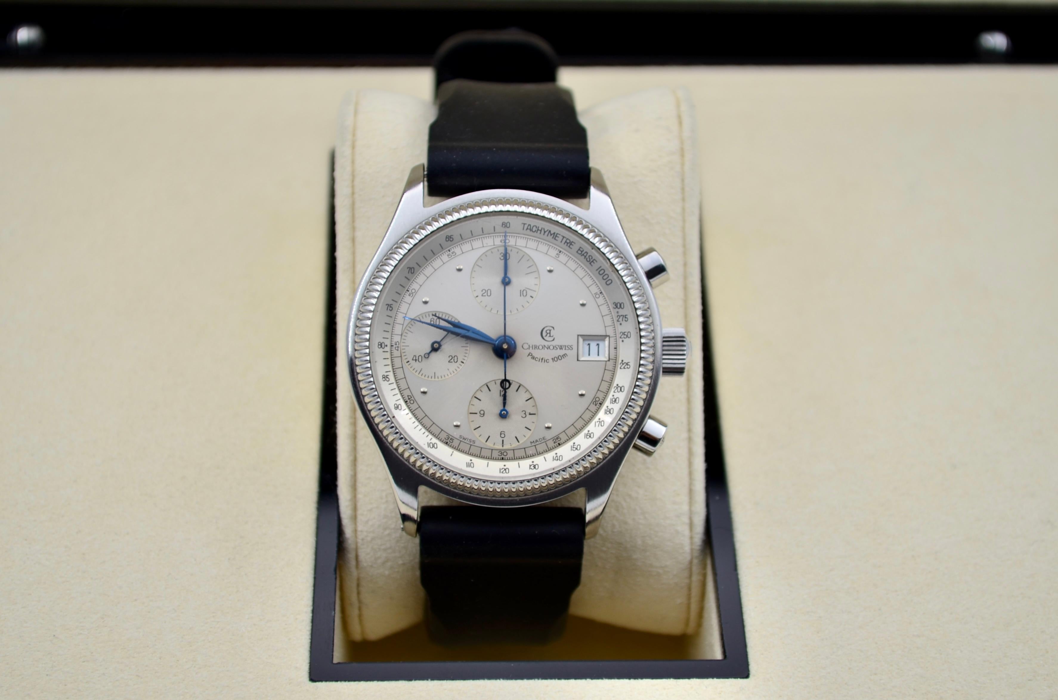 Men's Chronoswiss Pacific Chronograph 100M Stainless Steel 38mm Automatic Ref CH7513 For Sale