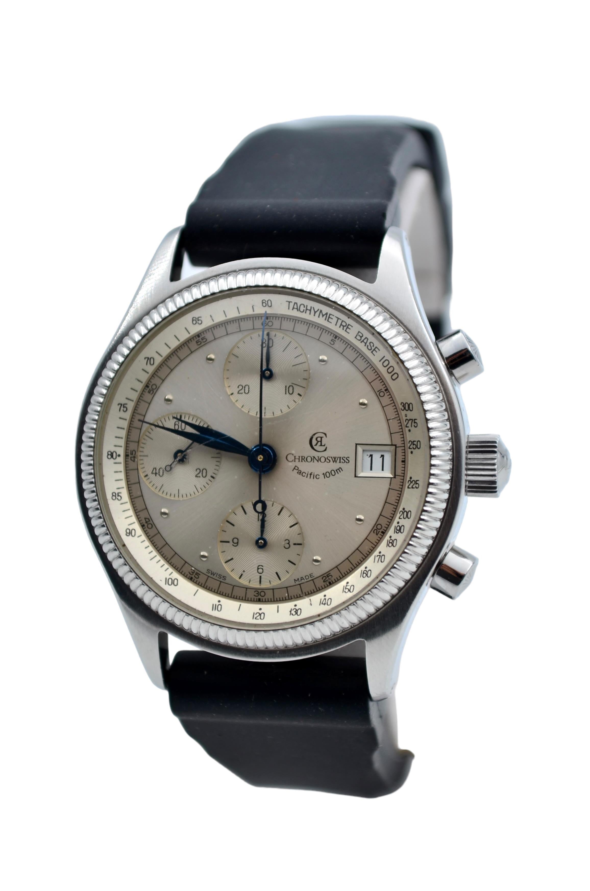 Chronoswiss Pacific Chronograph 100M Stainless Steel 38mm Automatic Ref CH7513 For Sale 1