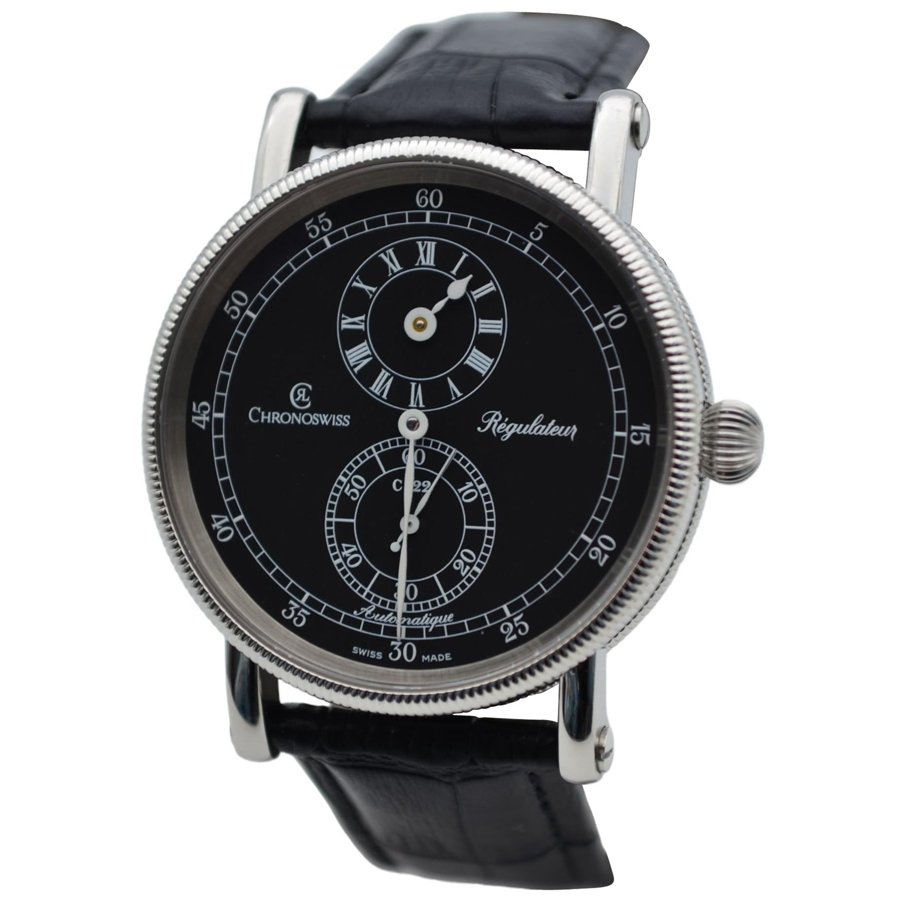 Chronoswiss Regulateur 38 Stainless Steel Black Dial Automatic Ref CH 1223 SW