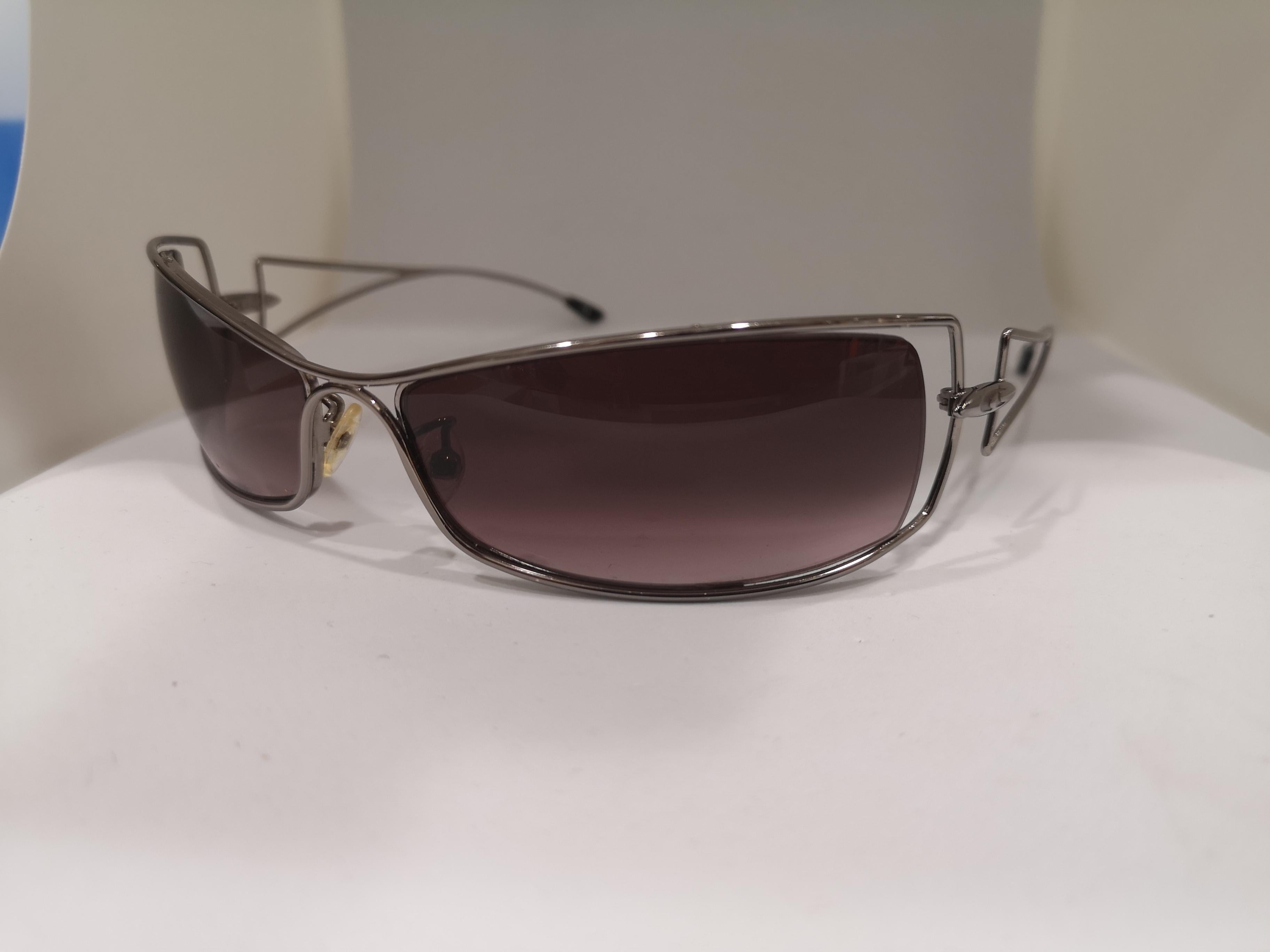 Chronotech vision purple lens silver sunglasses In Good Condition In Capri, IT