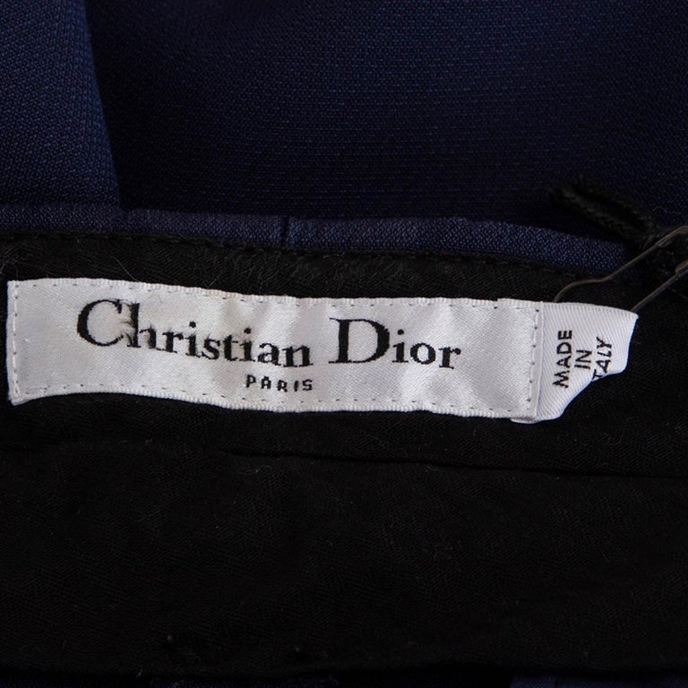 Women's CHRRISTIAN DIOR navy blue wool & silk Classic Suit Pants 38 S For Sale