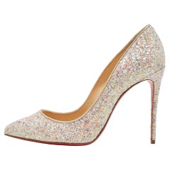 Chrstian Louboutin Multicolor Glitter Pigalle Follies Pointed Toe Pumps Size 38.