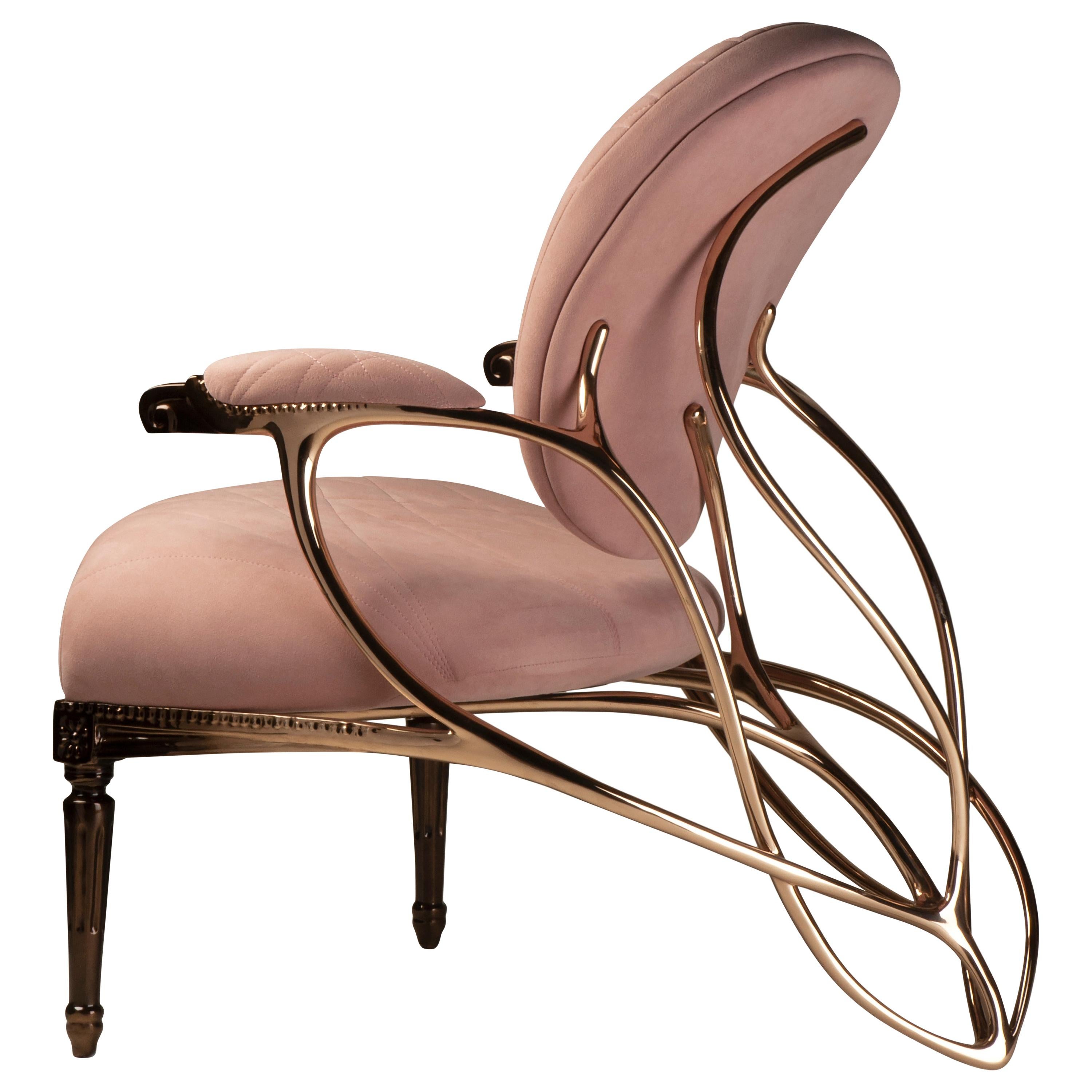 Chrysalide Chair, Solid bronze, Alcantara, 2/12 For Sale