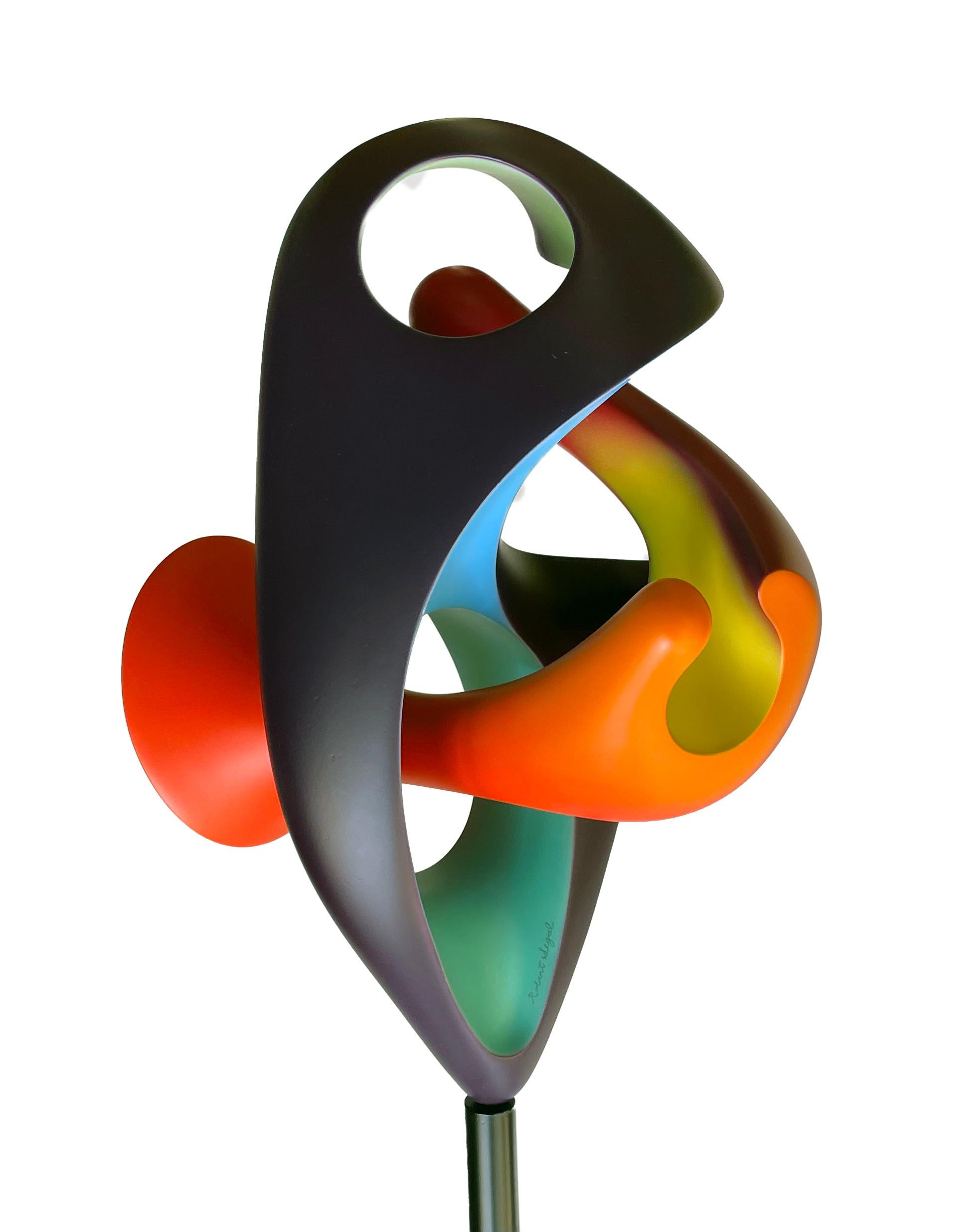 American Chrysalis, Abstract Sculpture, Brightly Colored Intertwined Geometric Form