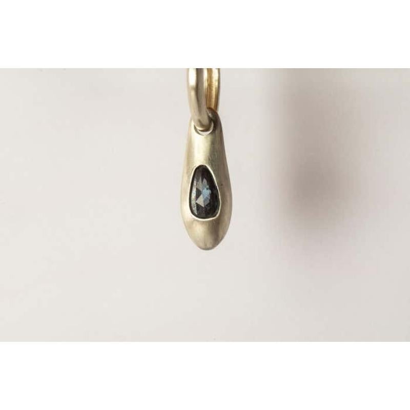 Rose Cut Chrysalis Earring Single Set (1.2 CT Blue Sapphire Faceted Slab, MA+SAF) For Sale